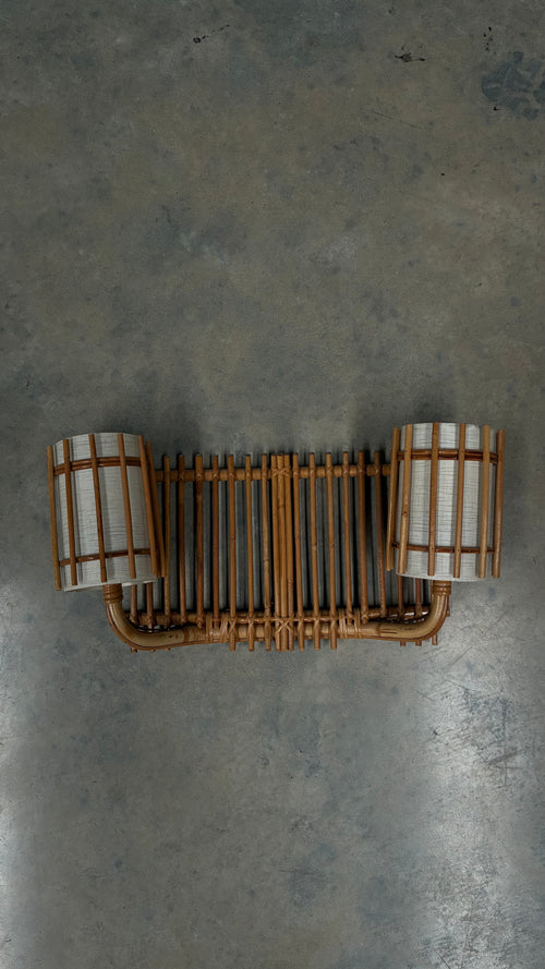 Bamboo Double wall light, France 1950s