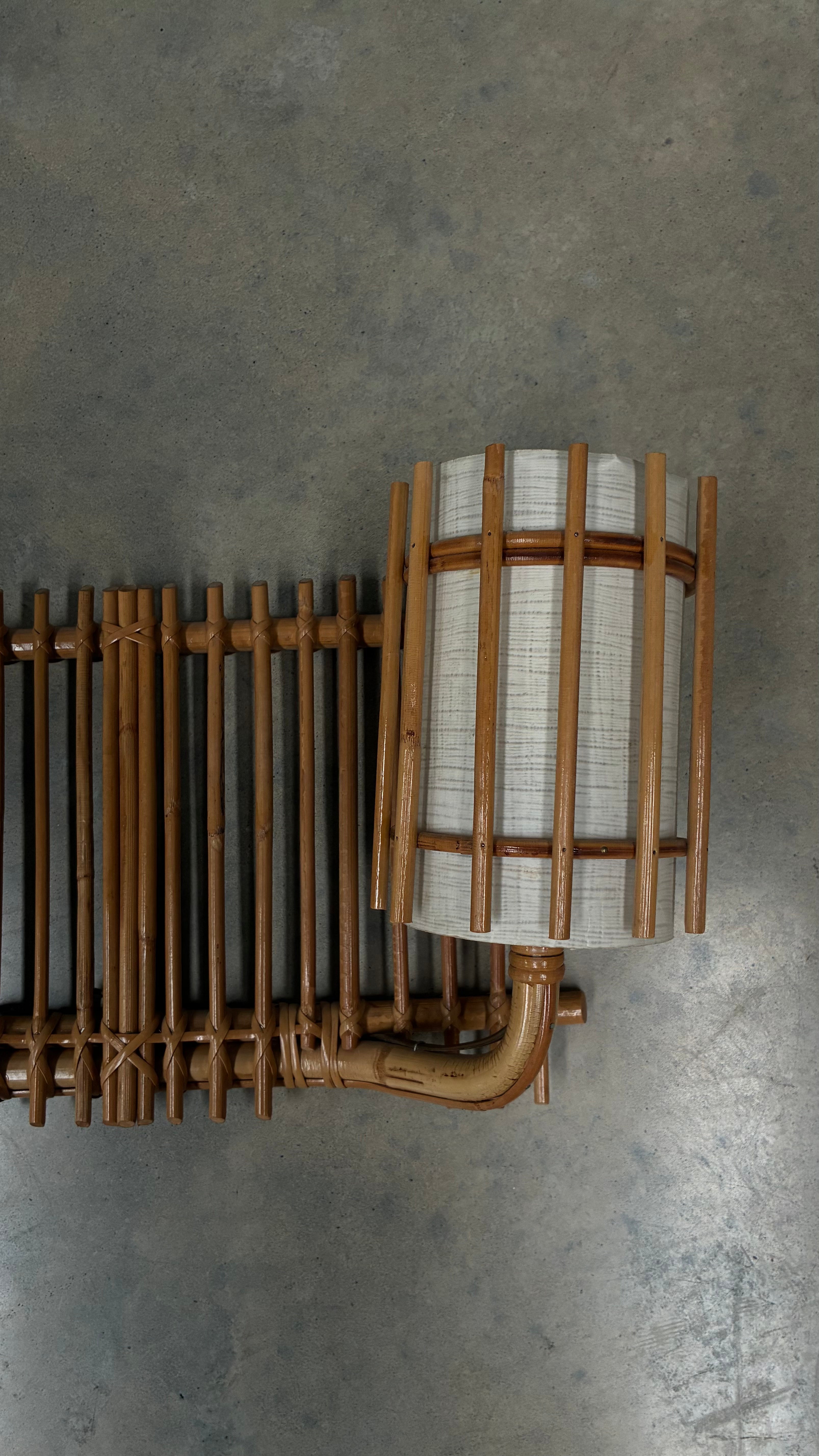 Bamboo Double wall light, France 1950s