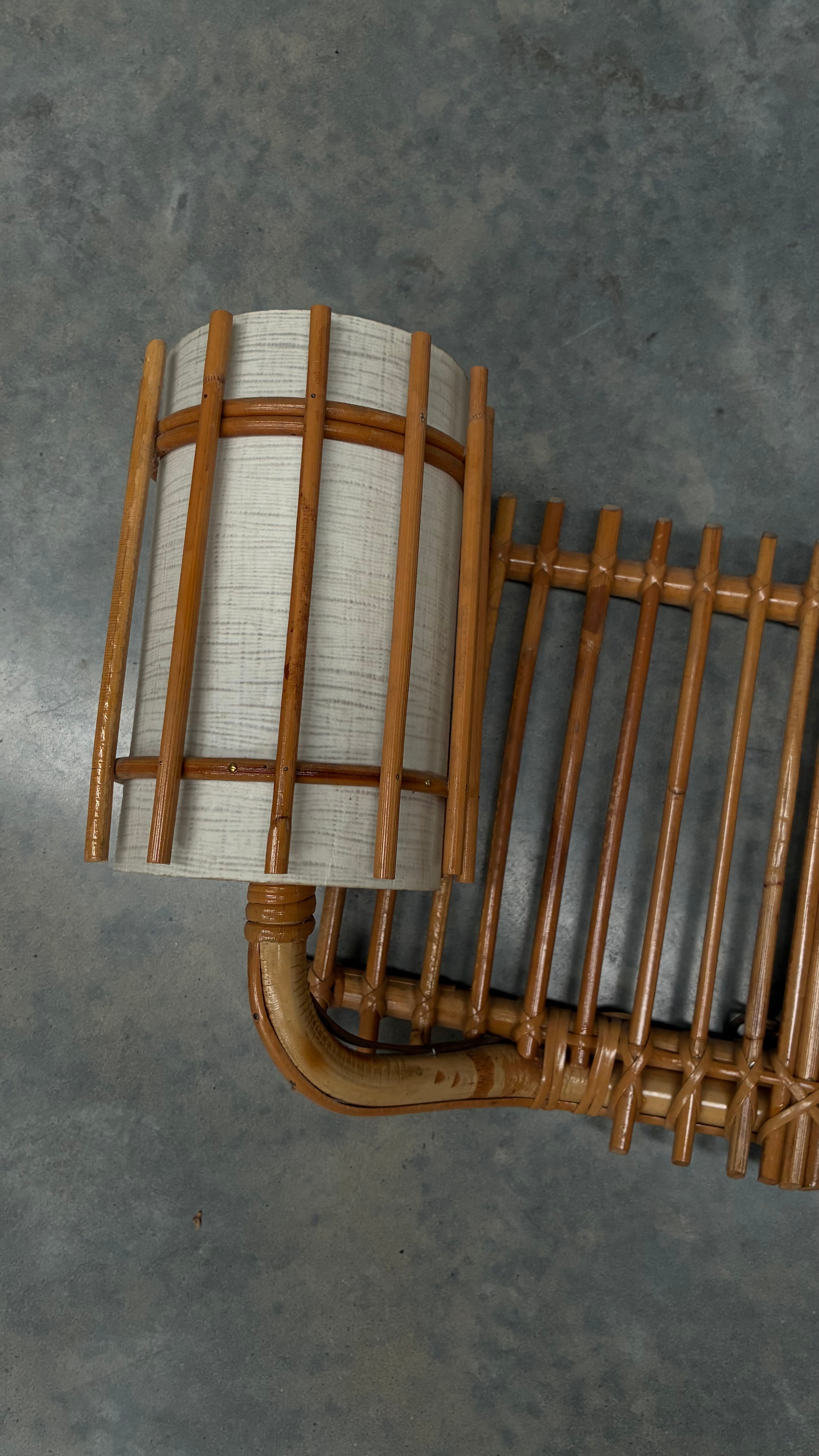 Bamboo Double wall light, France 1950s