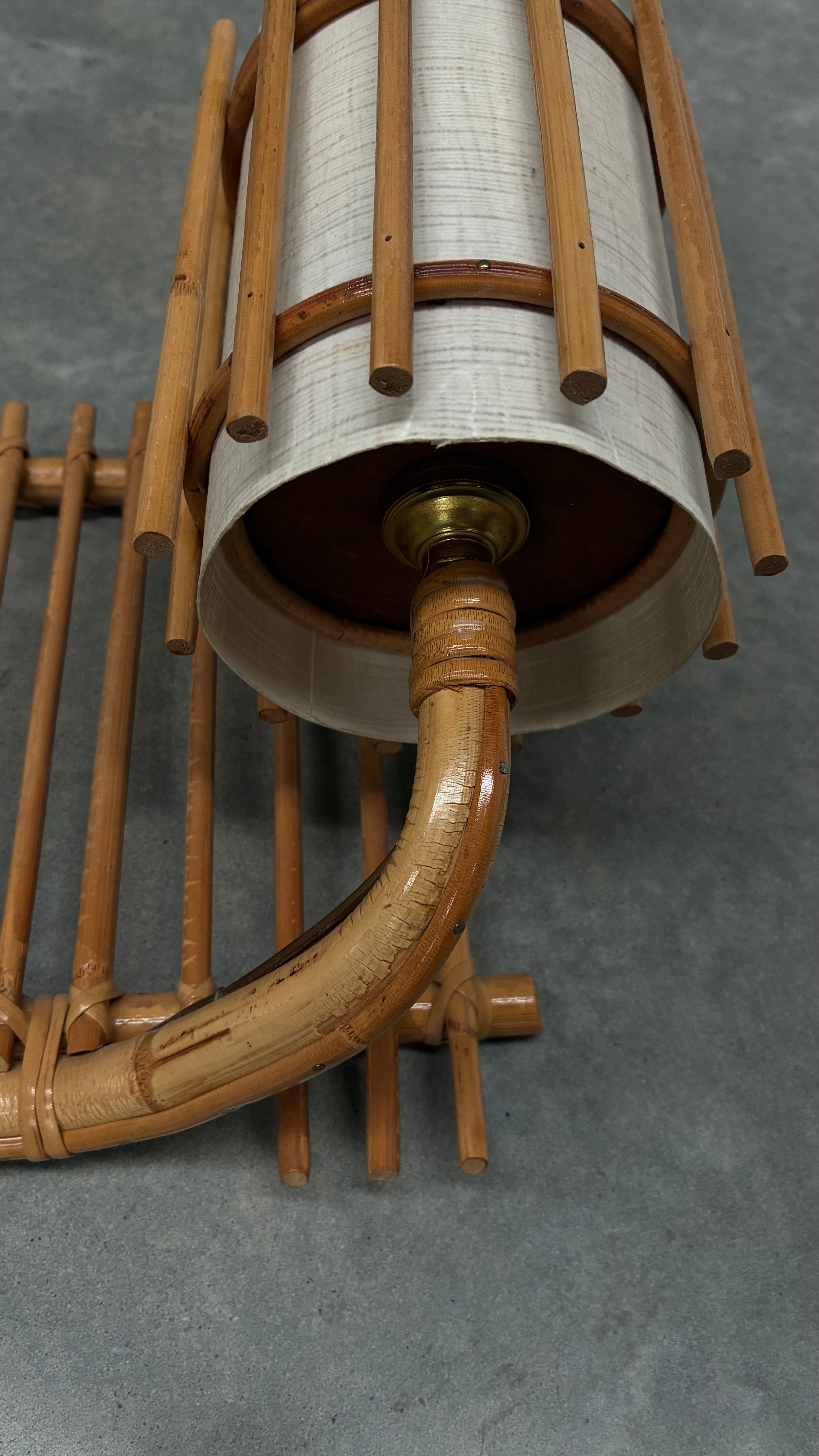 Bamboo Double wall light, France 1950s