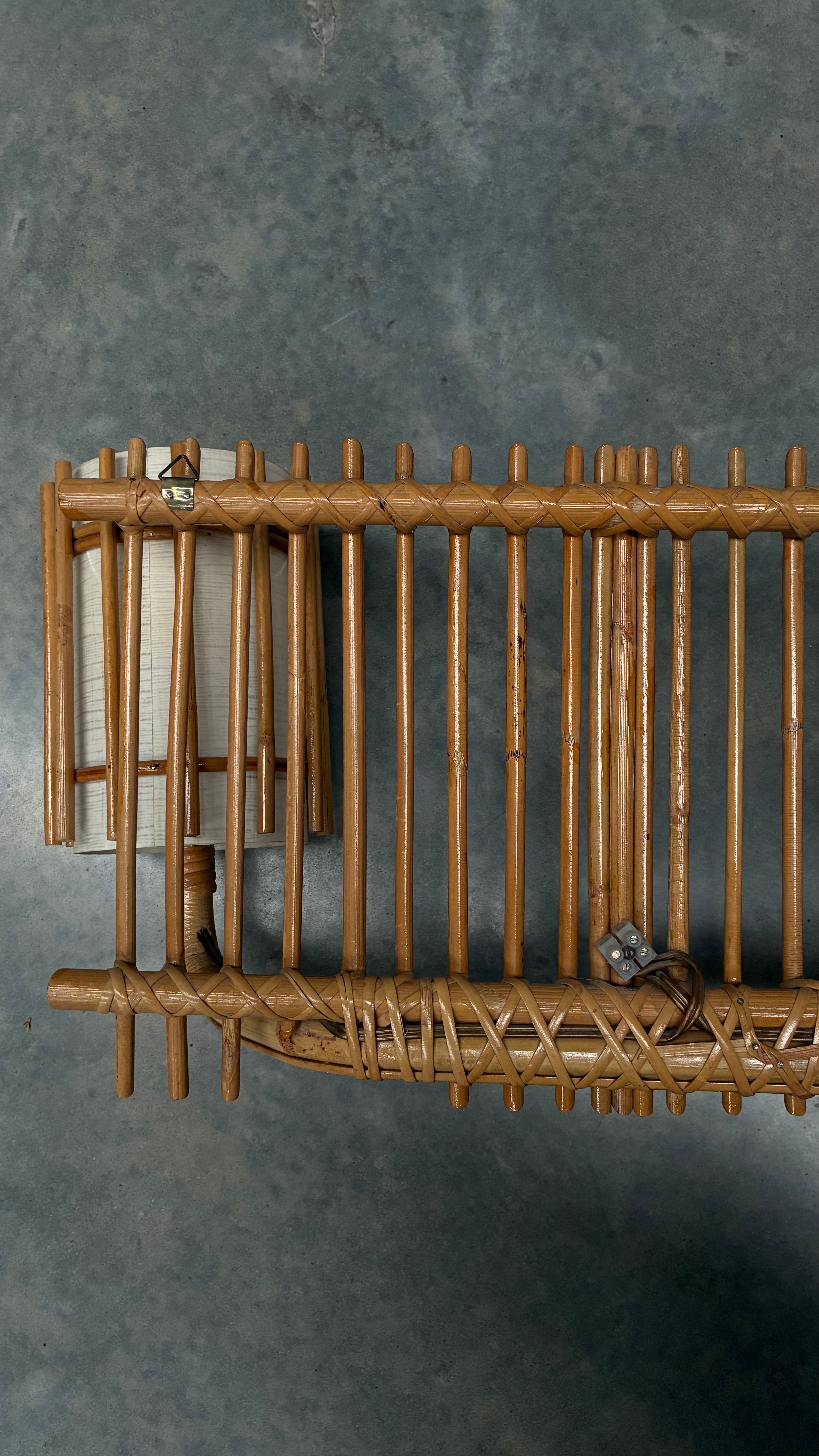 Bamboo Double wall light, France 1950s