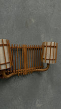 Bamboo Double wall light, France 1950s