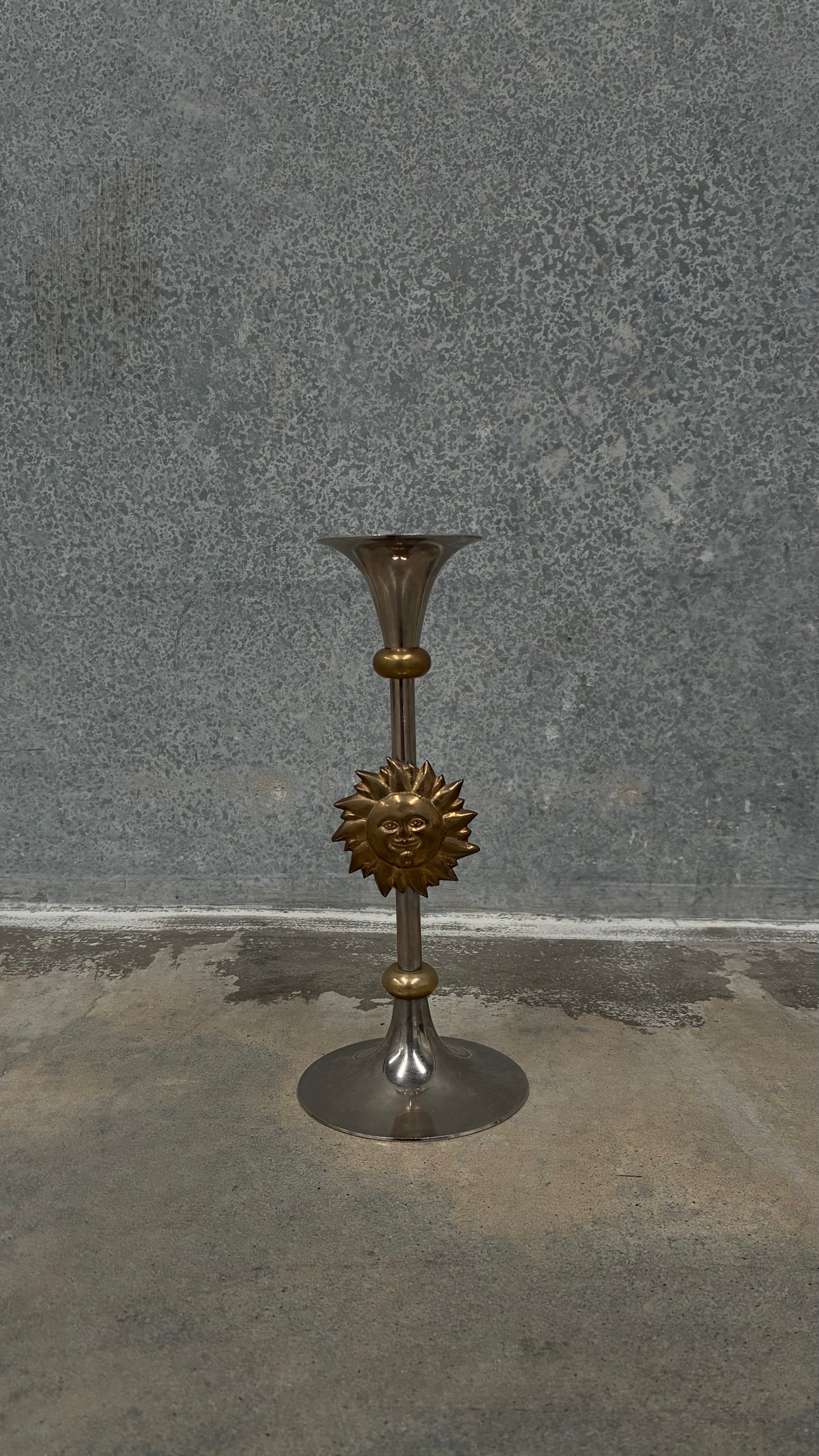 Italian Sun Motif Candlestick 1970s