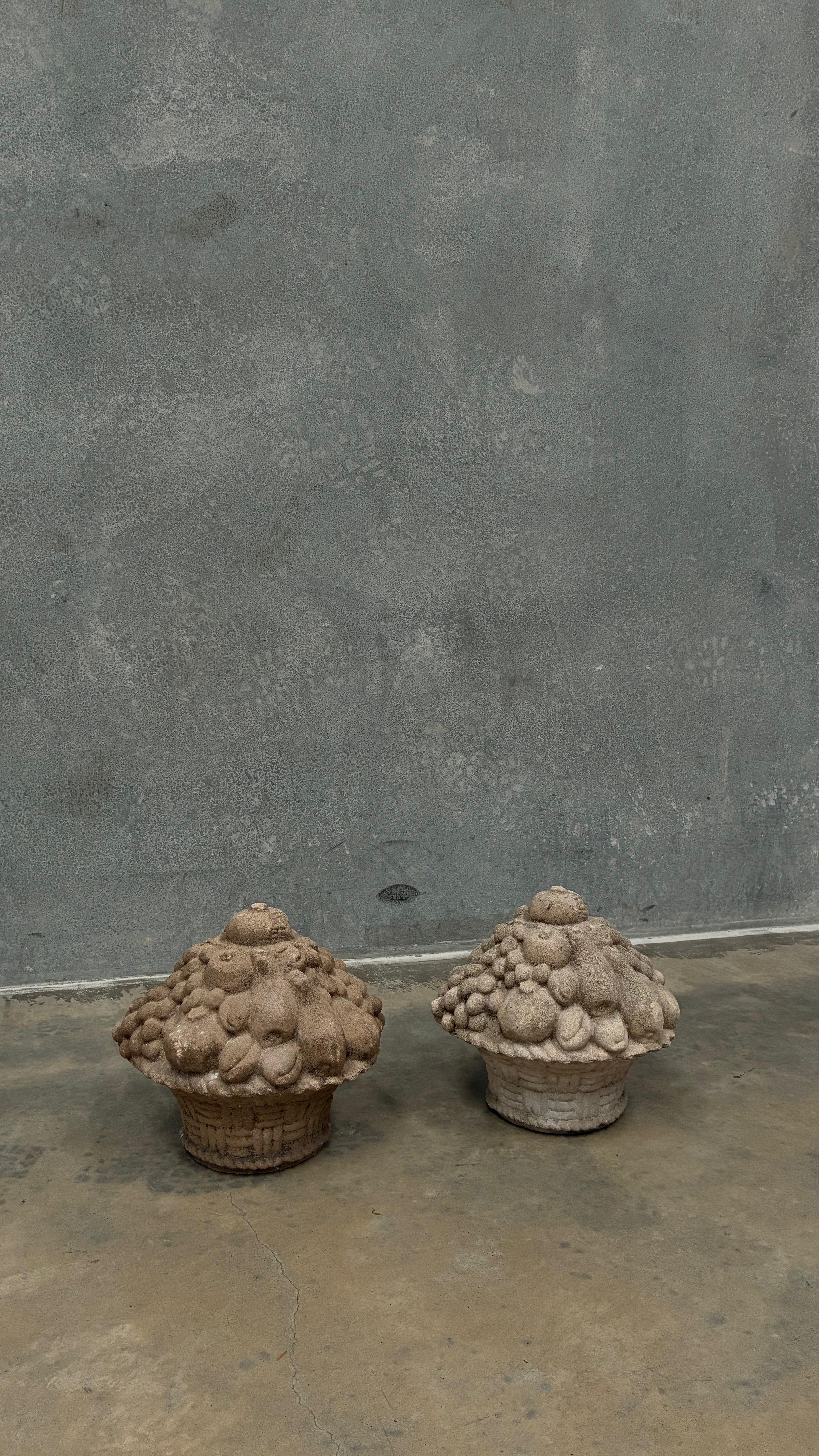 Pair of cast Stone fruit Basket Finials