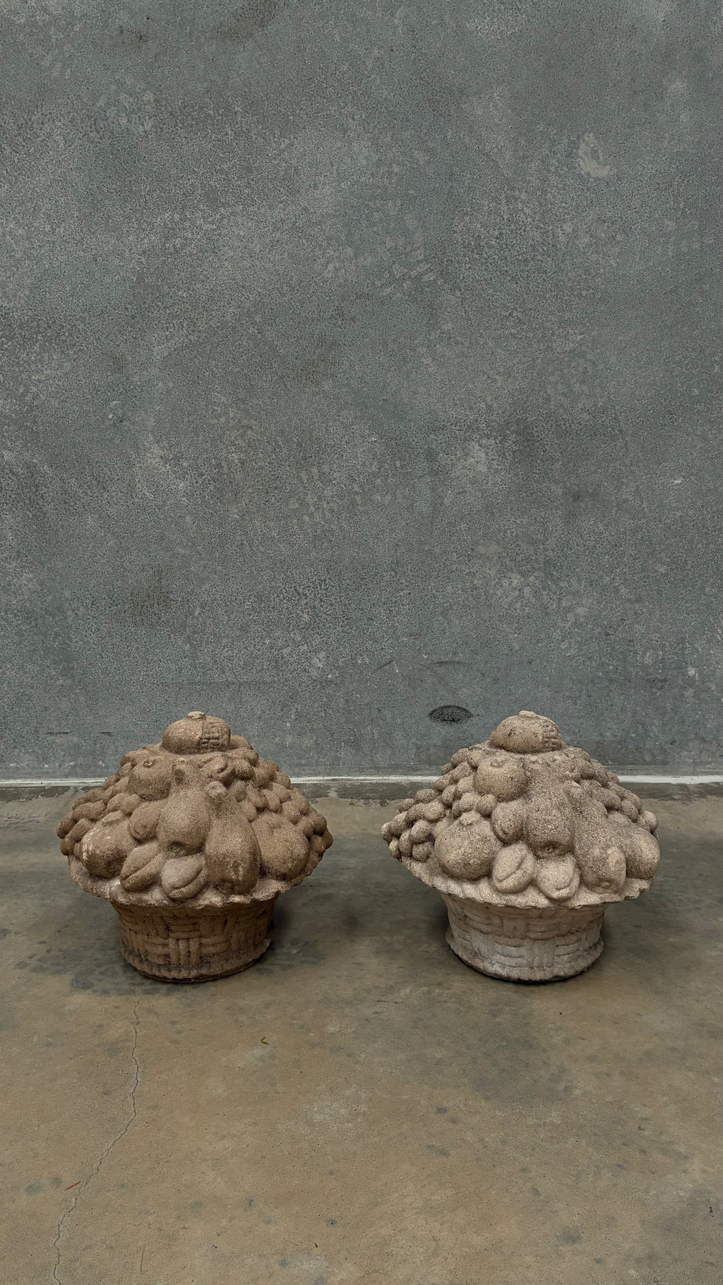 Pair of cast Stone fruit Basket Finials