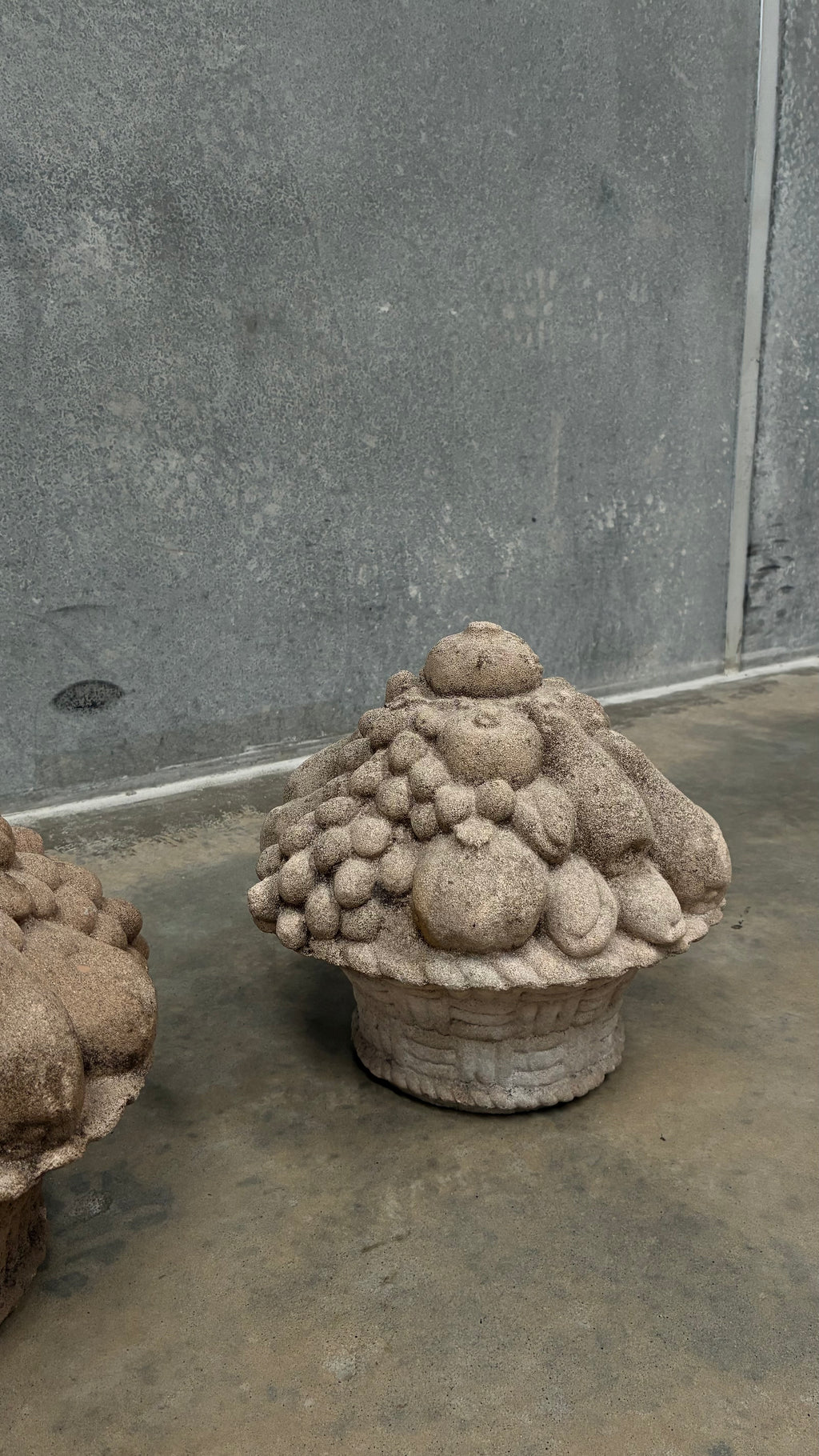 Pair of cast Stone fruit Basket Finials