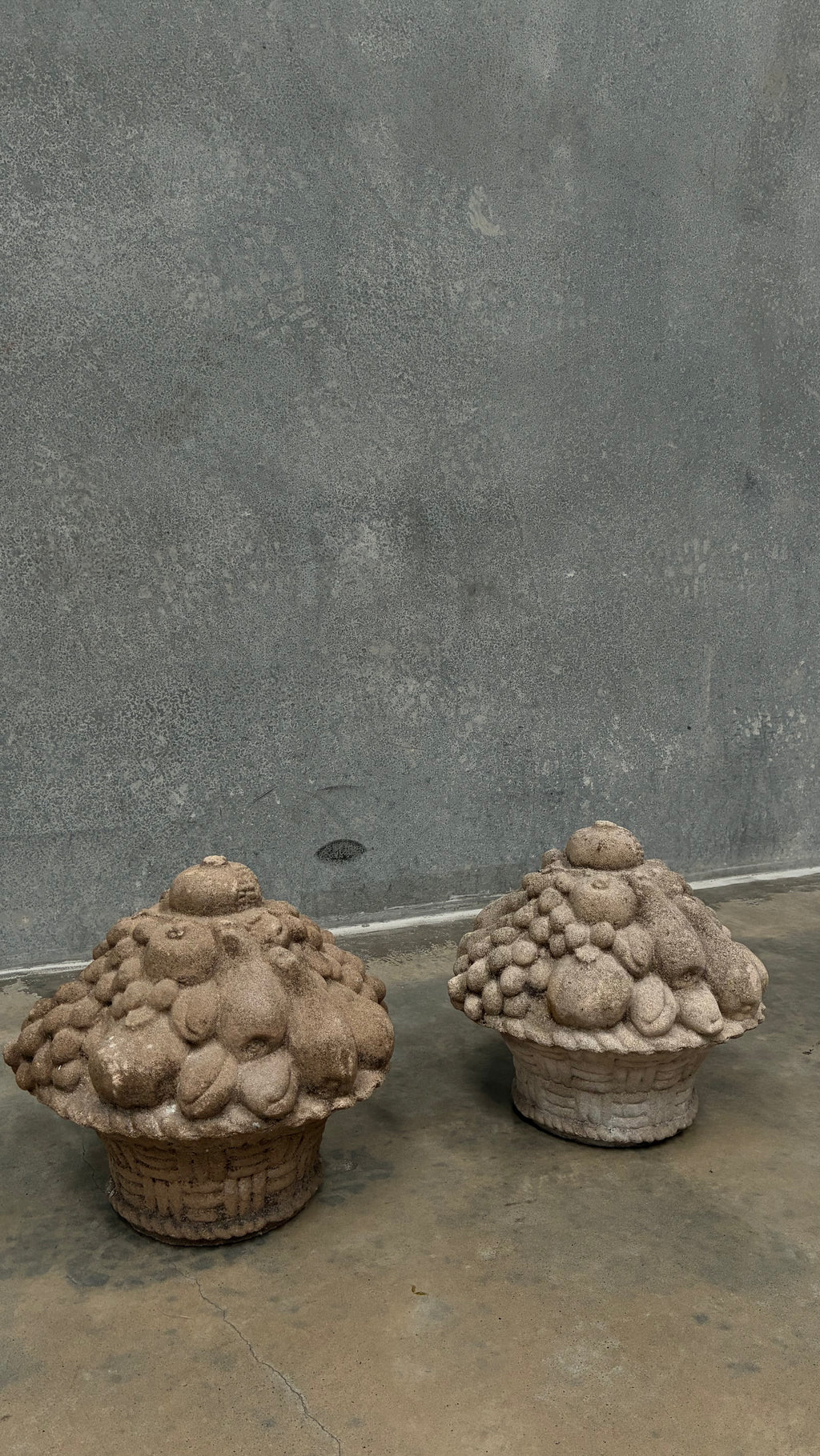 Pair of cast Stone fruit Basket Finials
