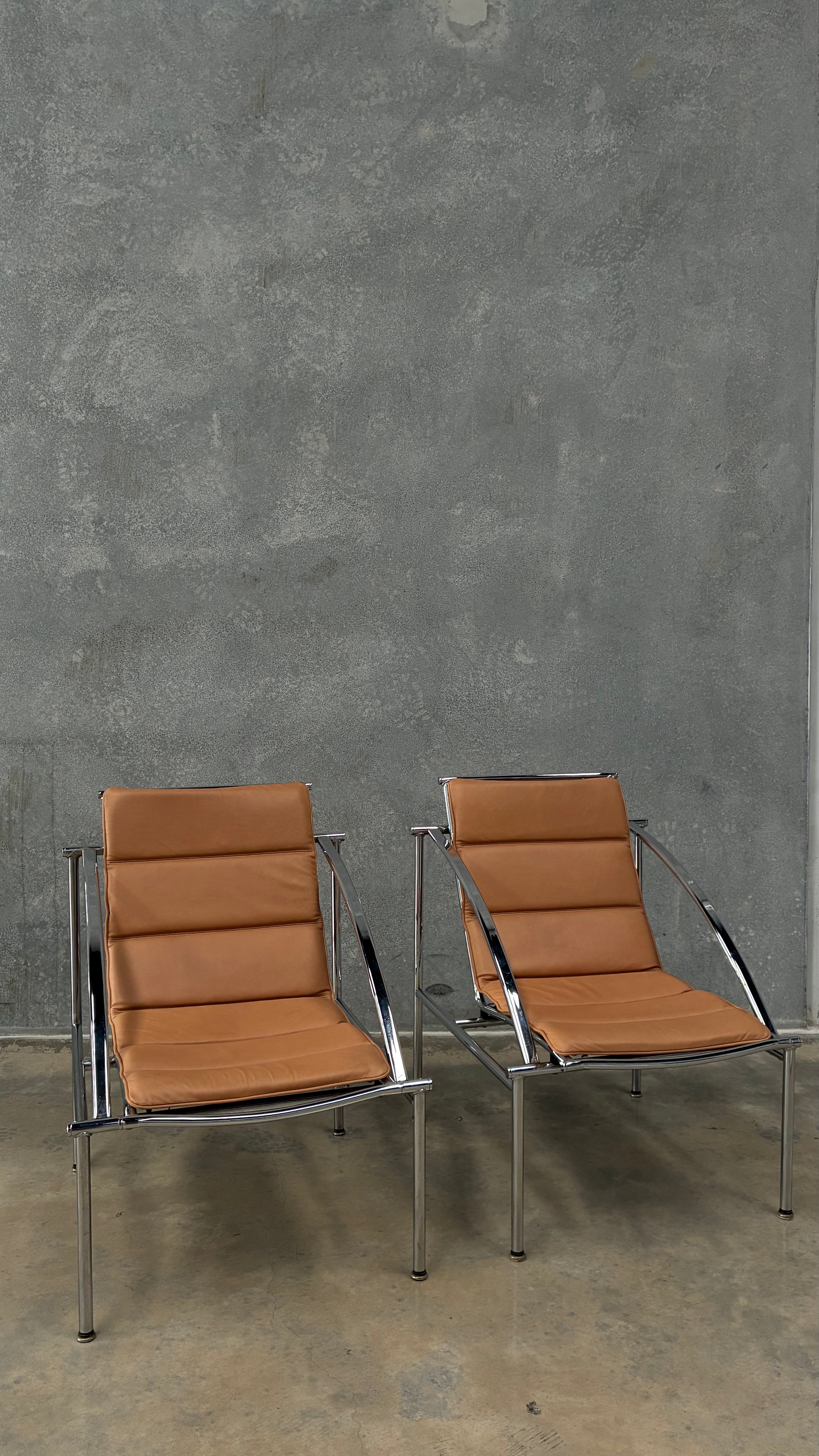 Chrome and Leather Lounge Chair 1970s
