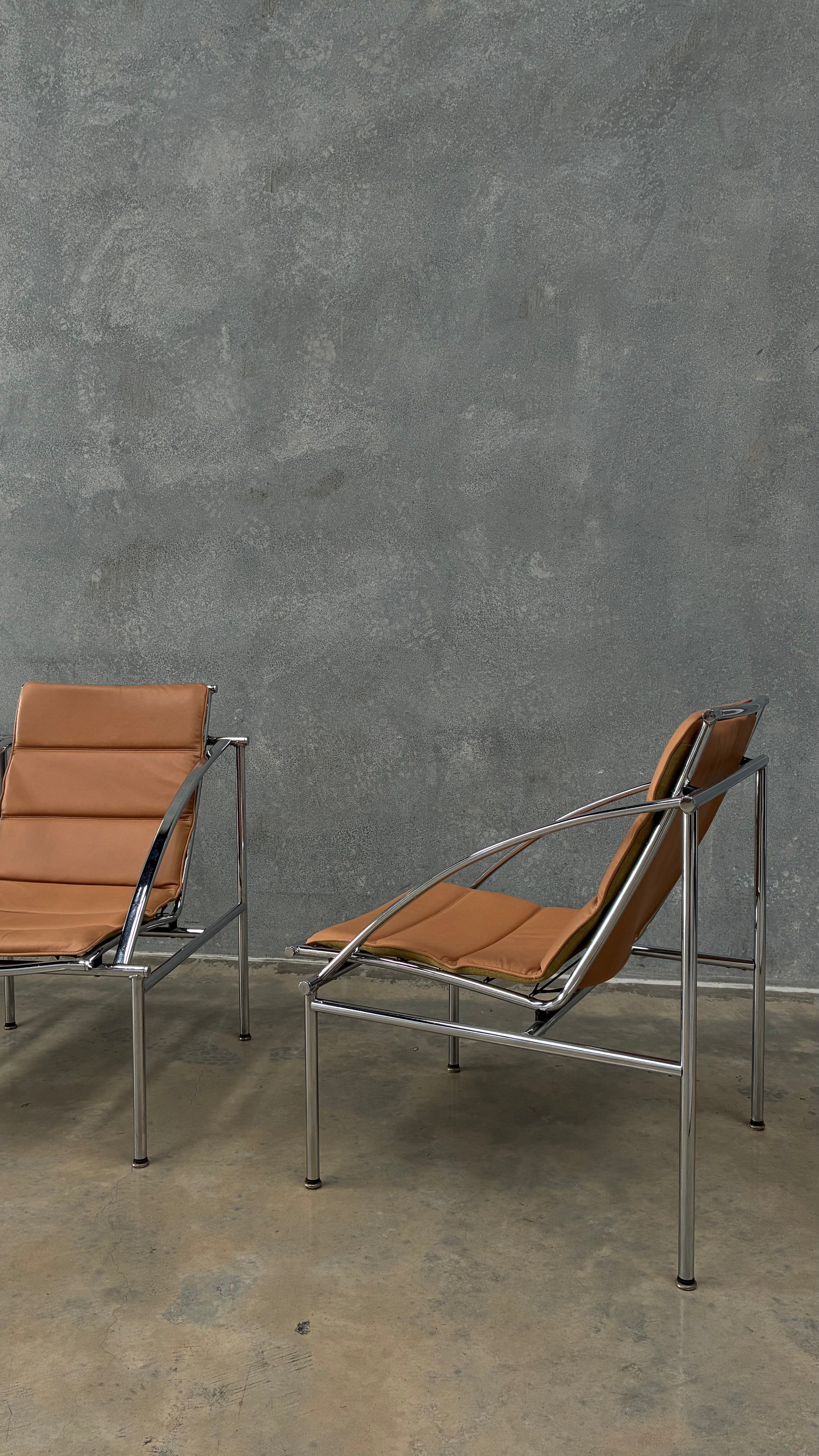 Chrome and Leather Lounge Chair 1970s
