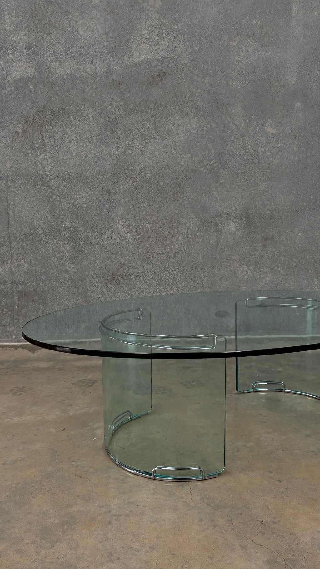 Gallotti & Radice Oval Glass Coffee Table Italy 1970s