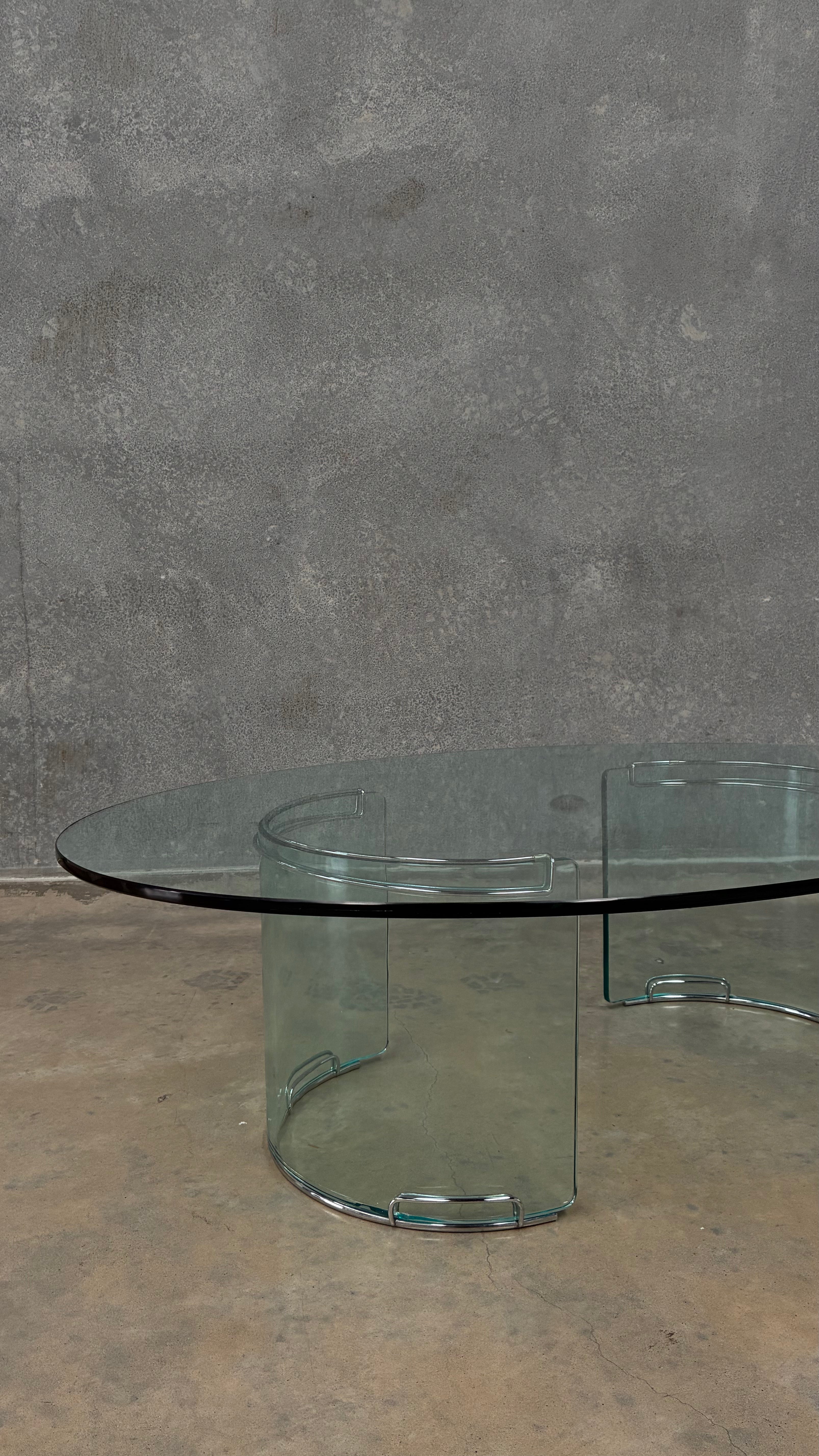 Gallotti & Radice Oval Glass Coffee Table Italy 1970s