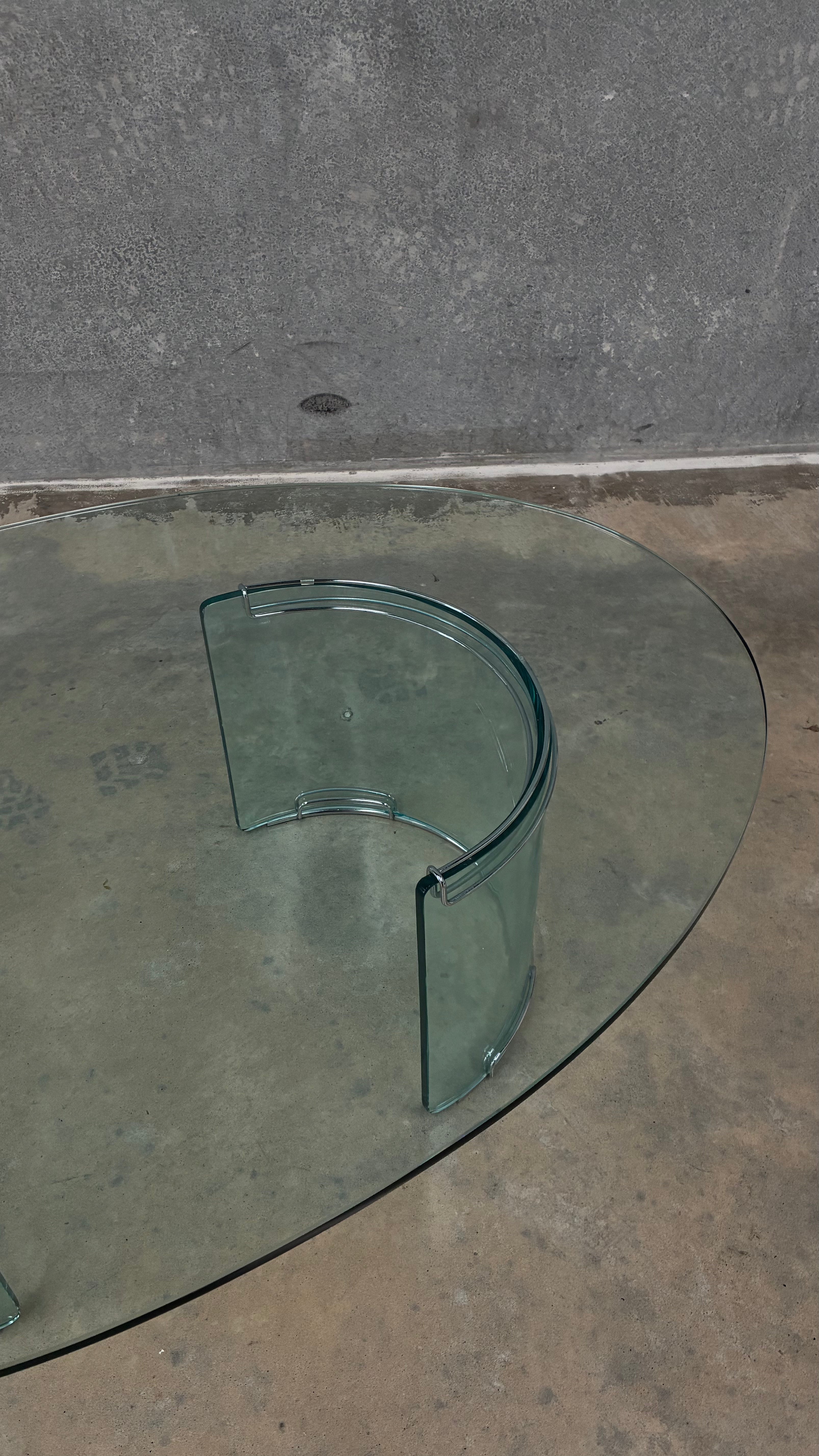 Gallotti & Radice Oval Glass Coffee Table Italy 1970s