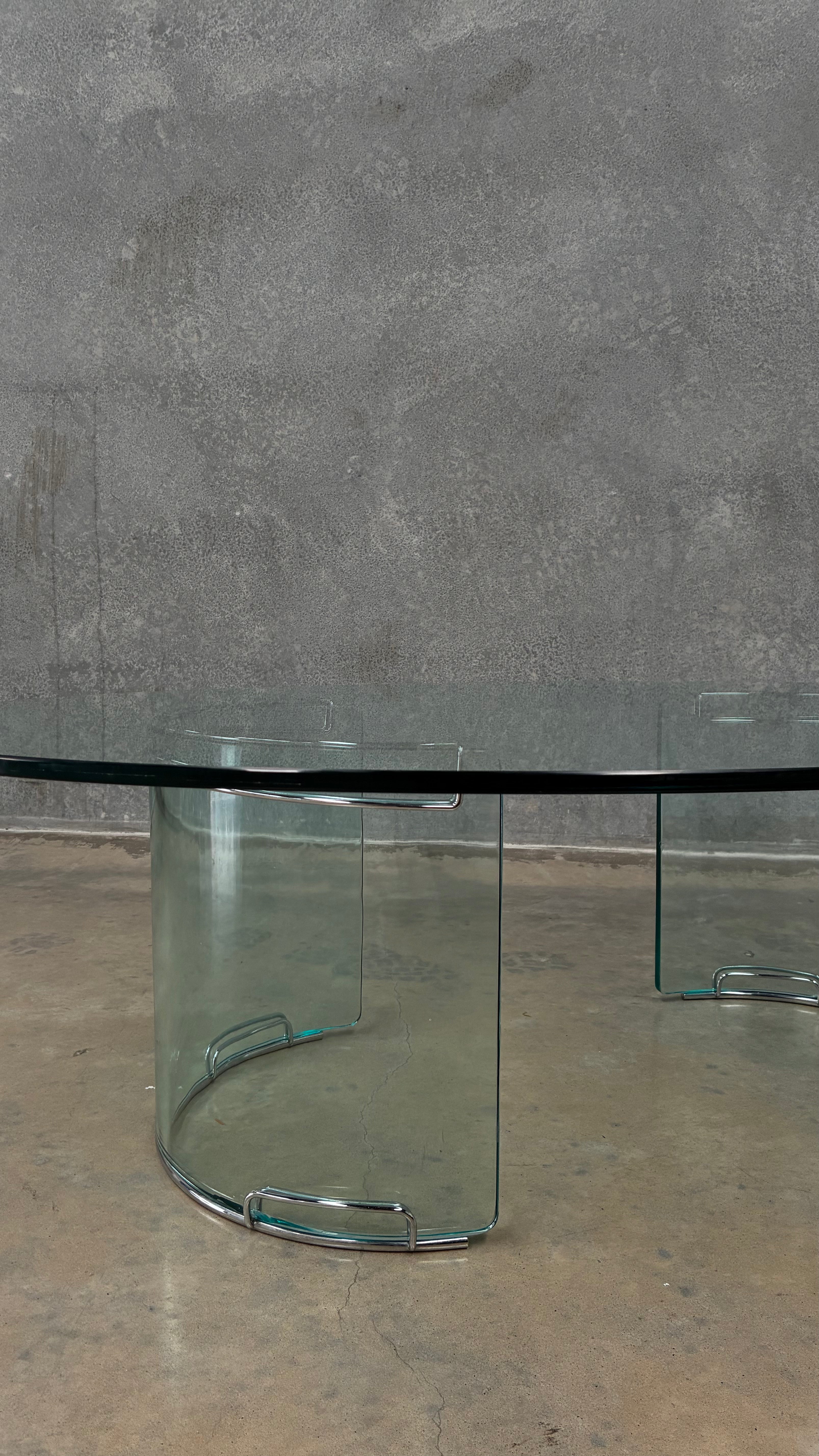 Gallotti & Radice Oval Glass Coffee Table Italy 1970s