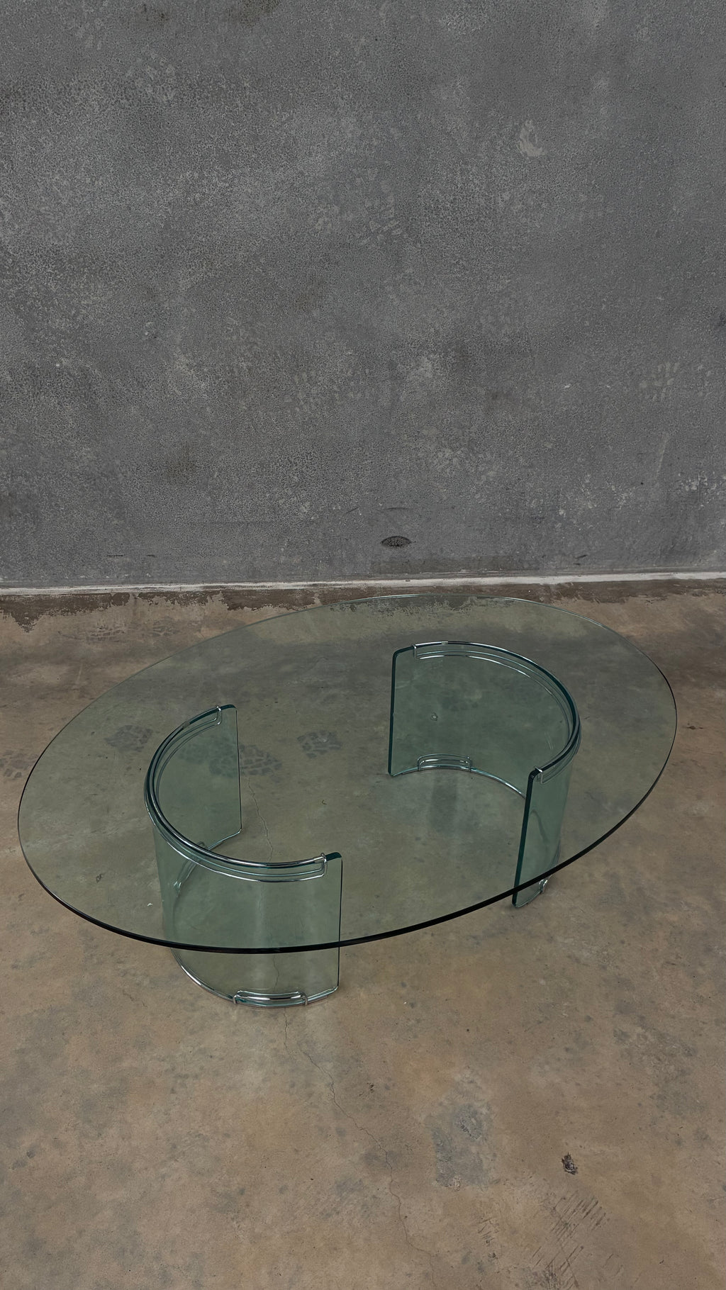 Gallotti & Radice Oval Glass Coffee Table Italy 1970s