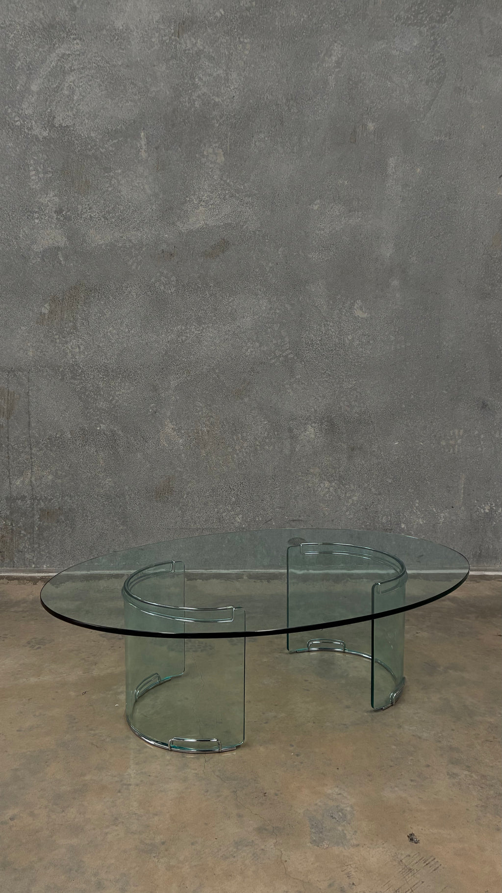 Gallotti & Radice Oval Glass Coffee Table Italy 1970s