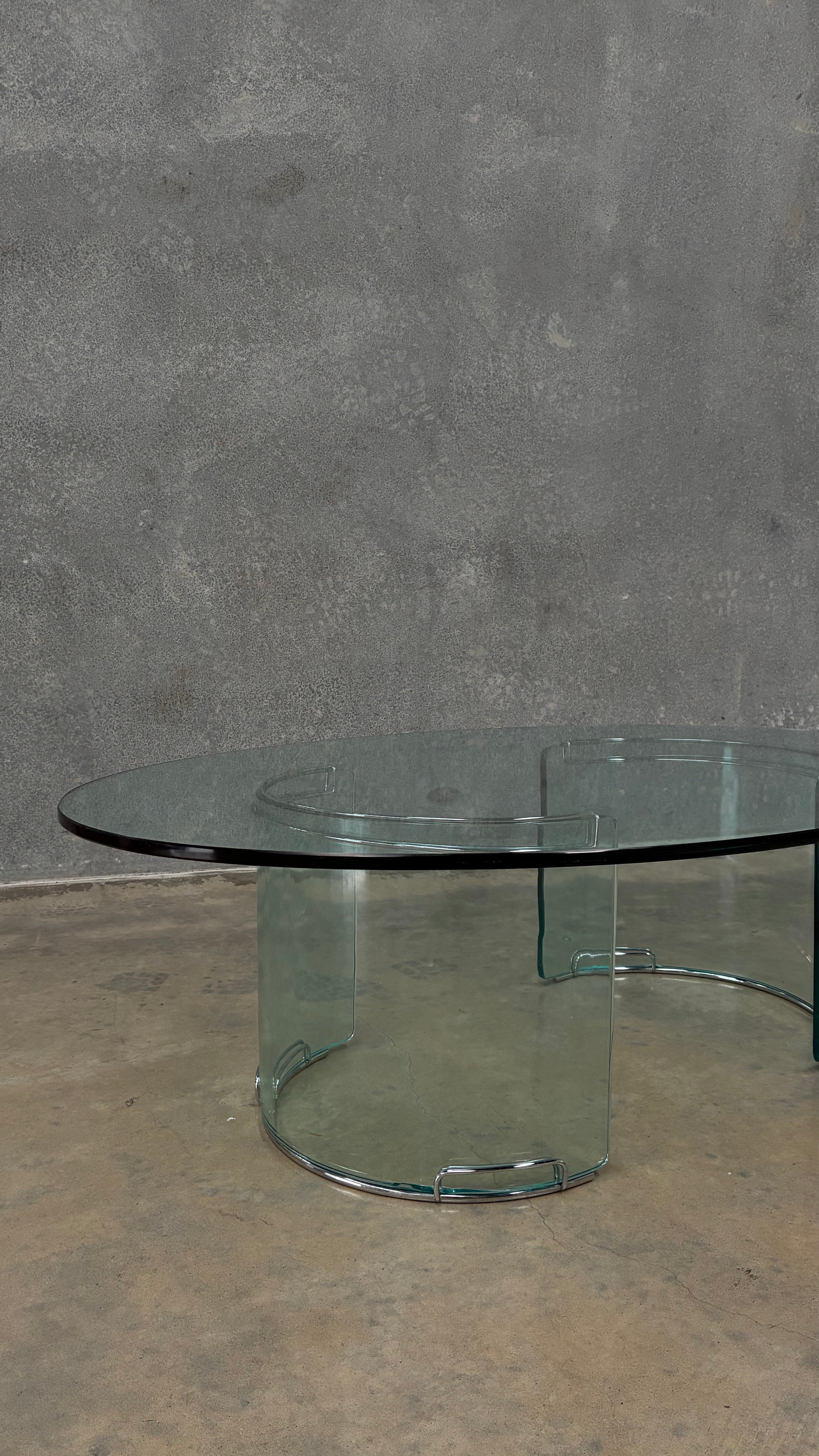 Gallotti & Radice Oval Glass Coffee Table Italy 1970s