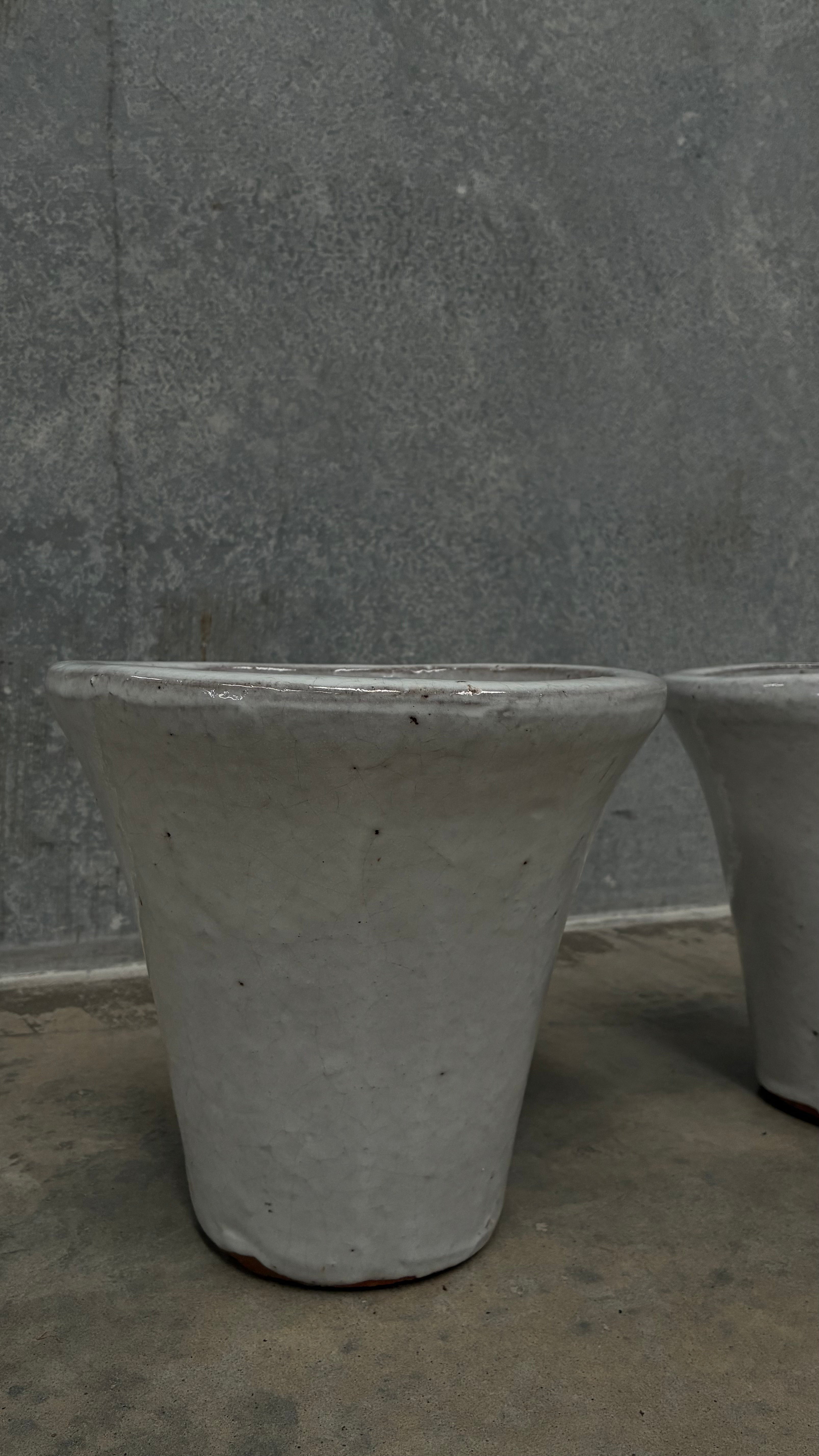Pair of White Glazed CeramicPlanters