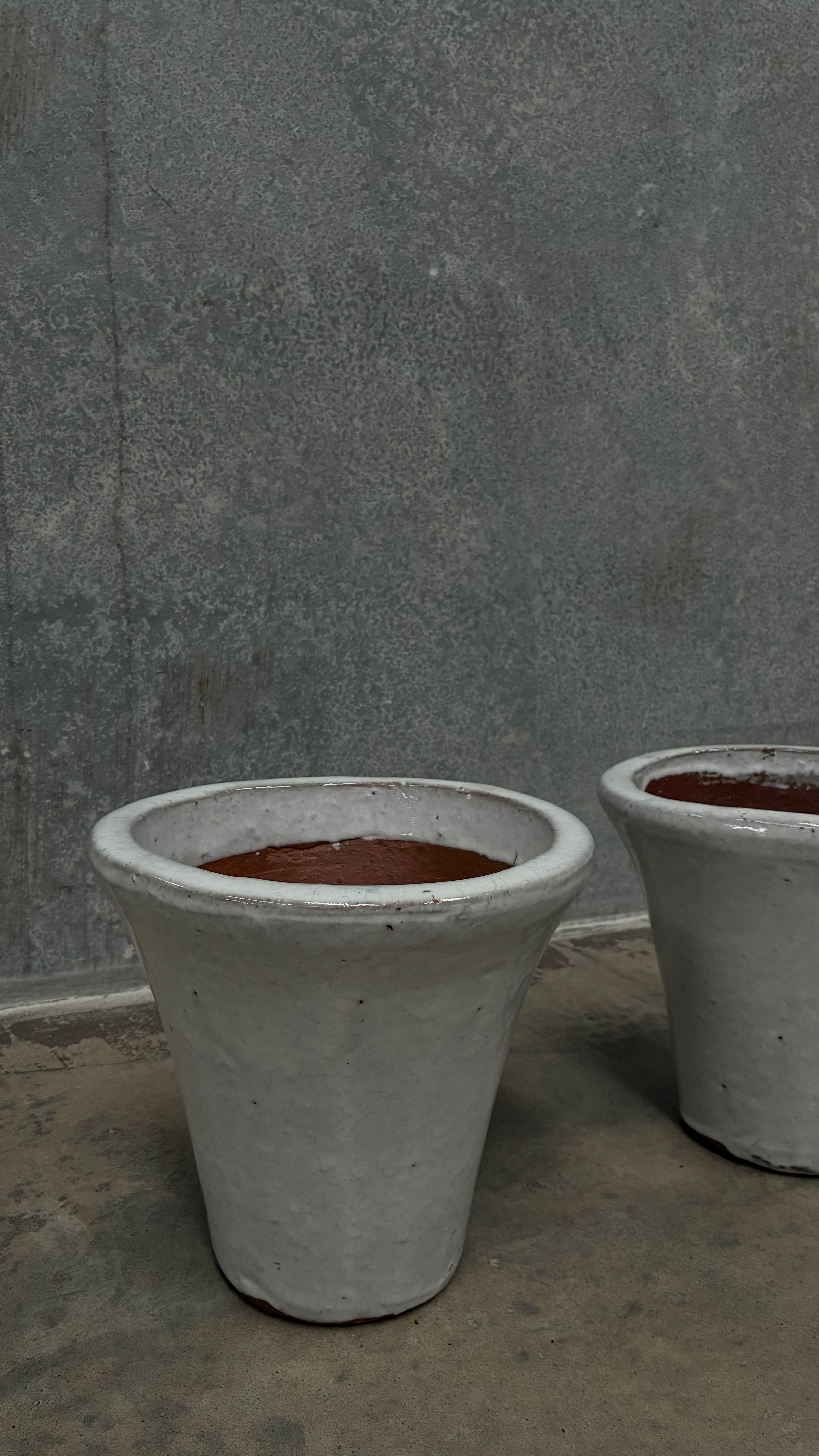 Pair of White Glazed CeramicPlanters