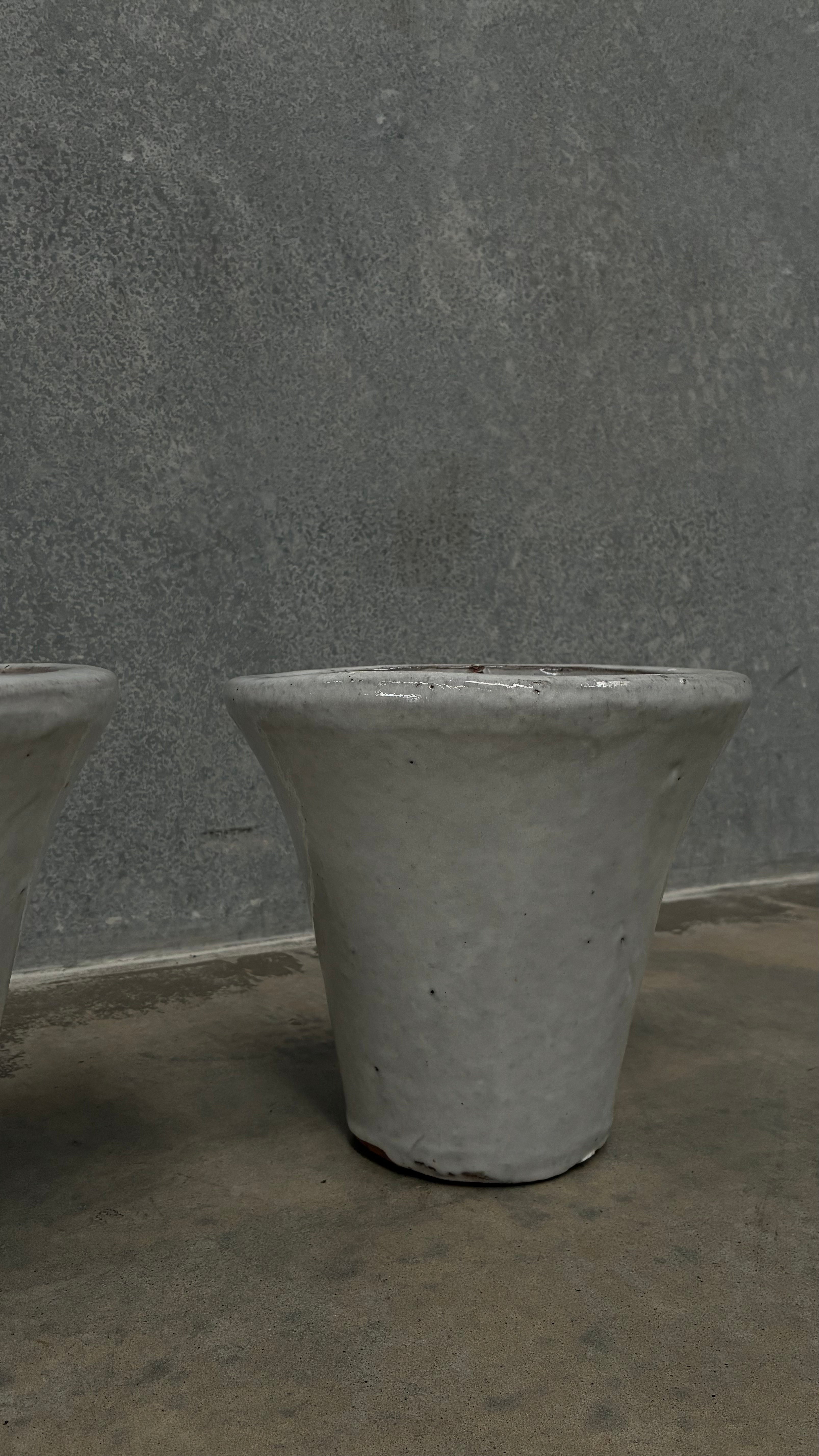 Pair of White Glazed CeramicPlanters