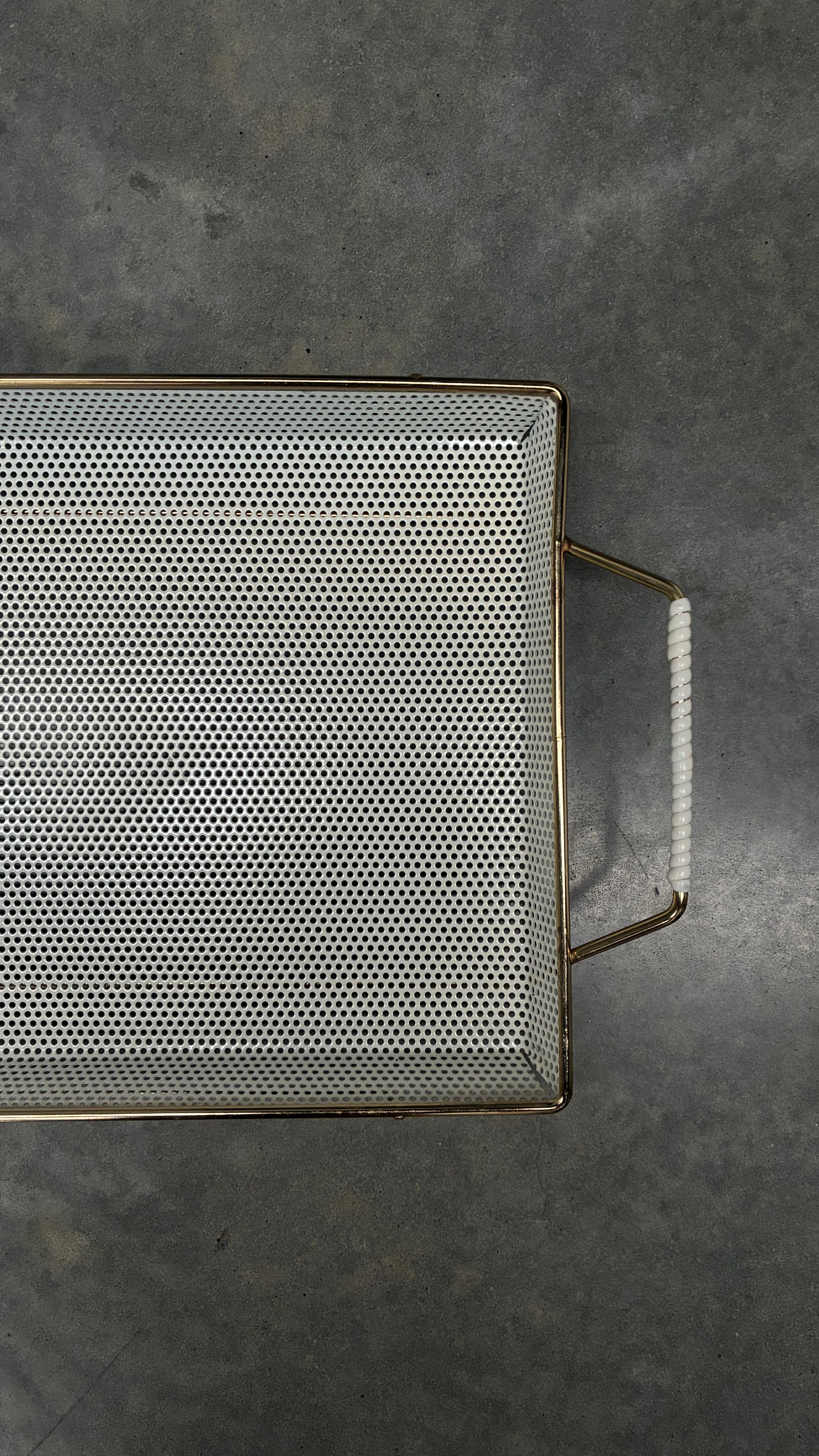 Brass Perforated Metal Serving Tray 1950s