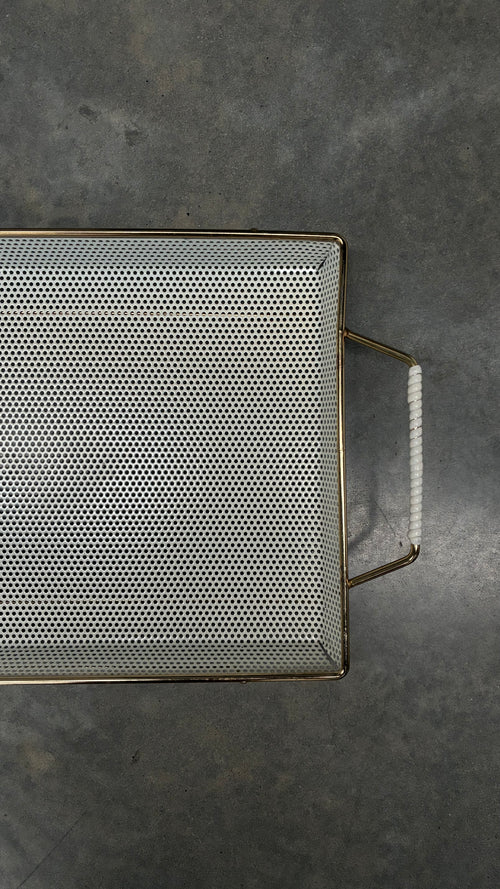 Brass Perforated Metal Serving Tray Italy 1950s