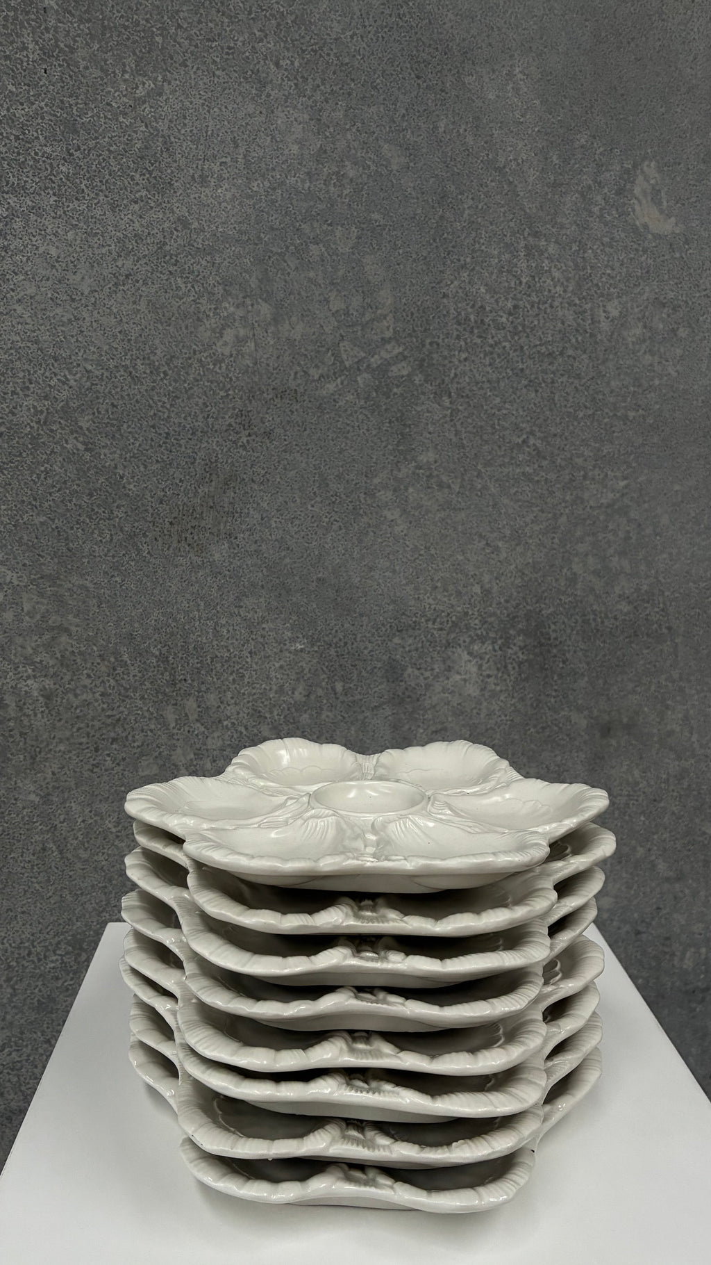 Vintage Italian Oyster Plate, White Glazed Ceramic