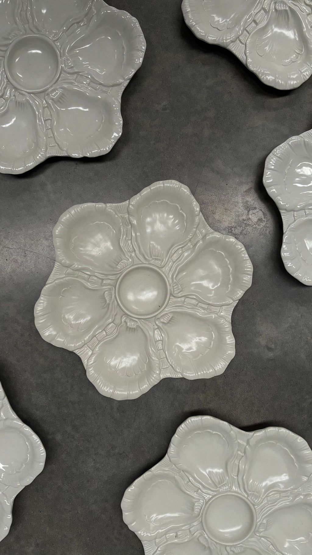 Vintage Italian Oyster Plate, White Glazed Ceramic
