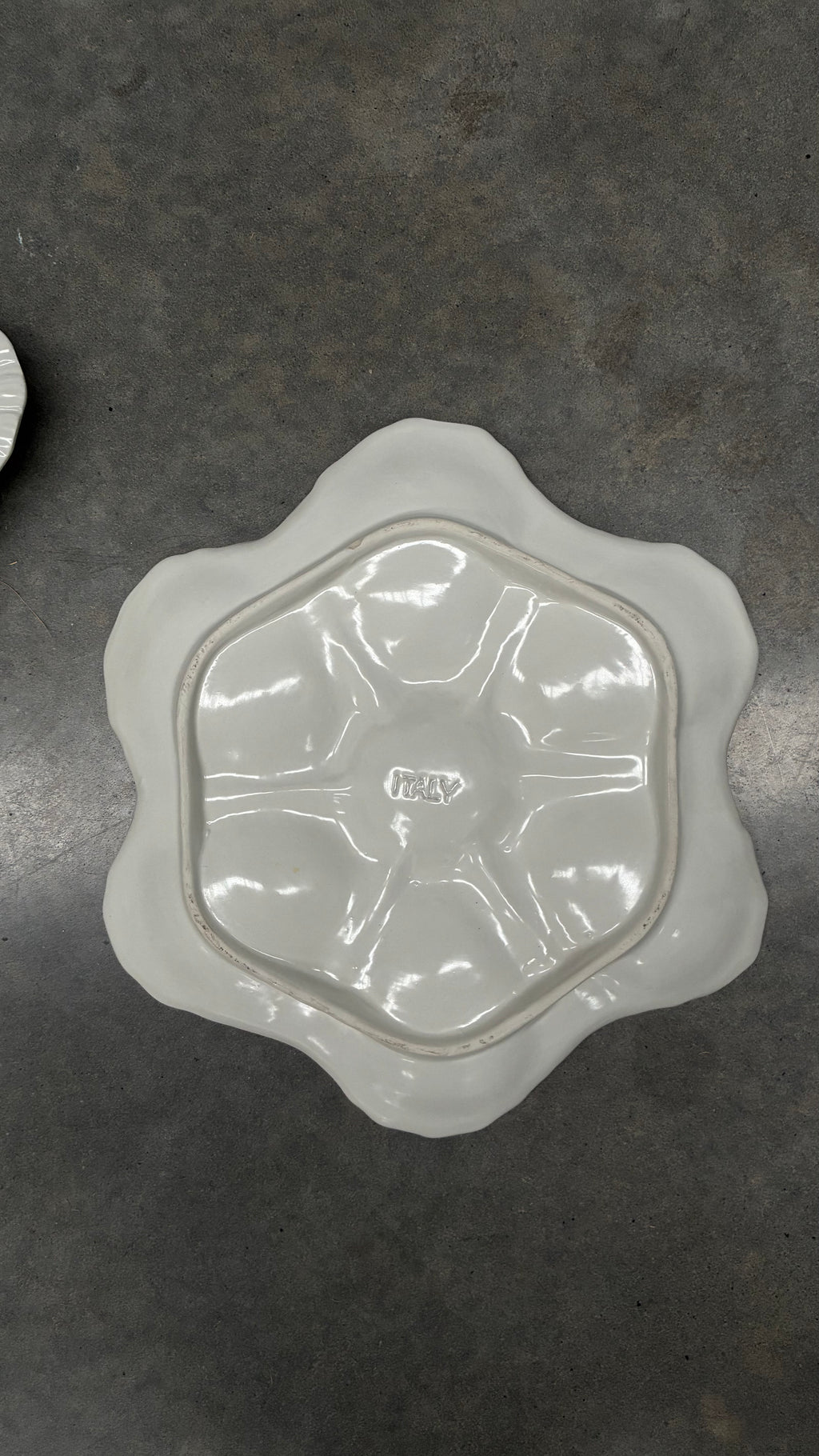 Vintage Italian Oyster Plate, White Glazed Ceramic