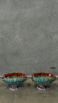Pair of Italian Fratelli Fanciullacci Majolica Pedestal Bowls 1970s
