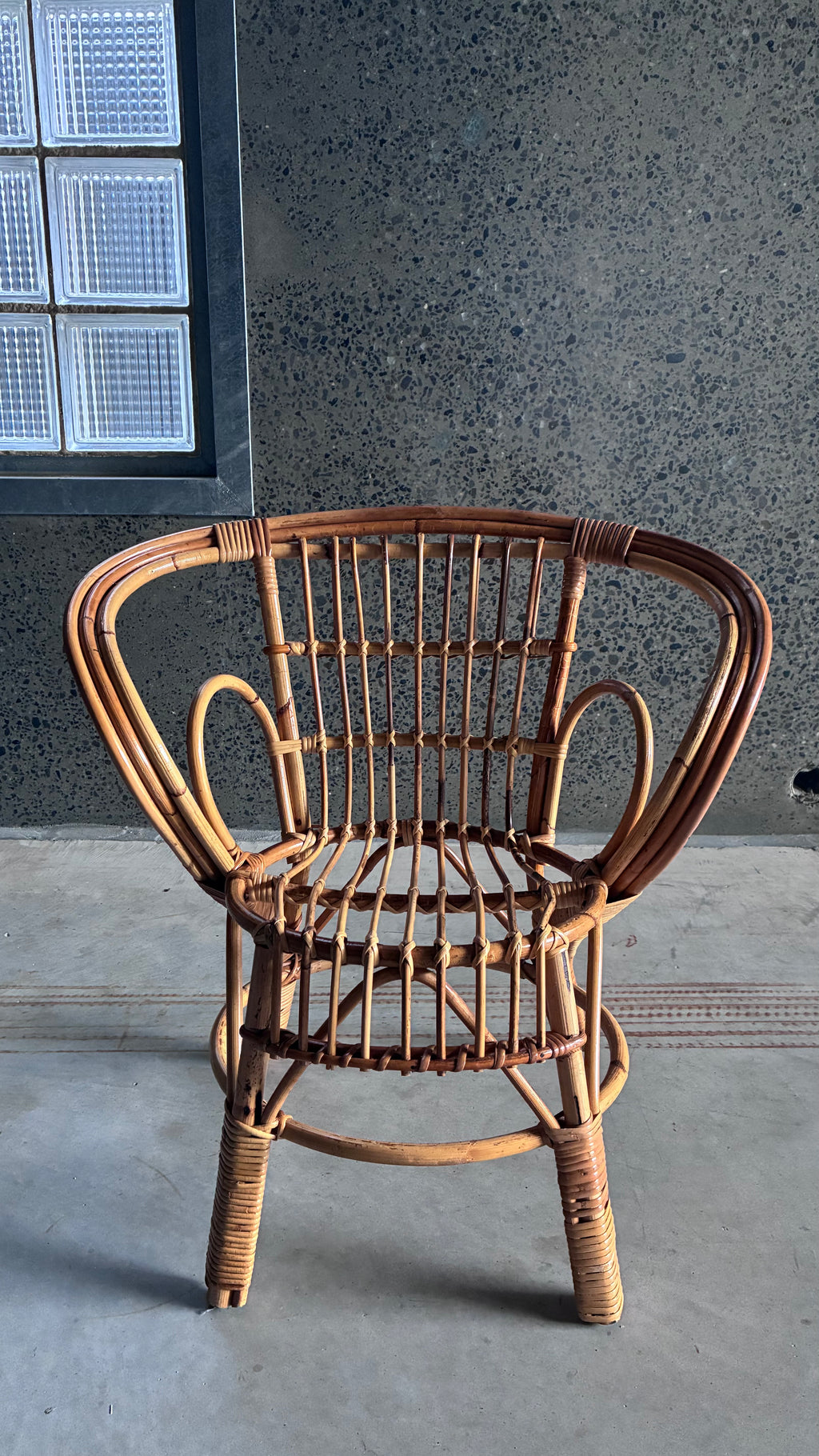 VINTAGE BAMBOO AND RATTAN CHILDREN'S HOOP CHAIR