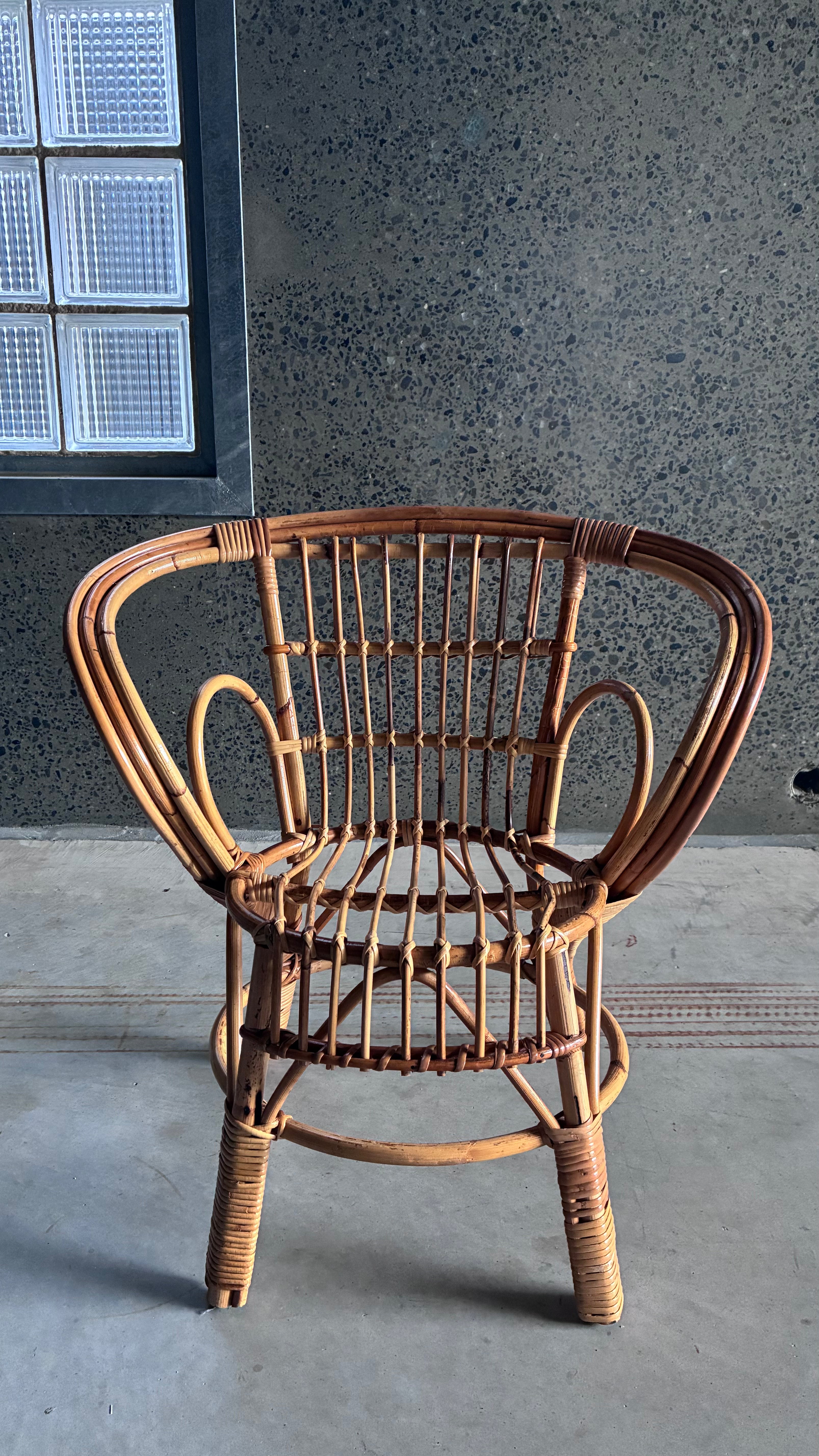 VINTAGE BAMBOO AND RATTAN CHILDREN'S HOOP CHAIR