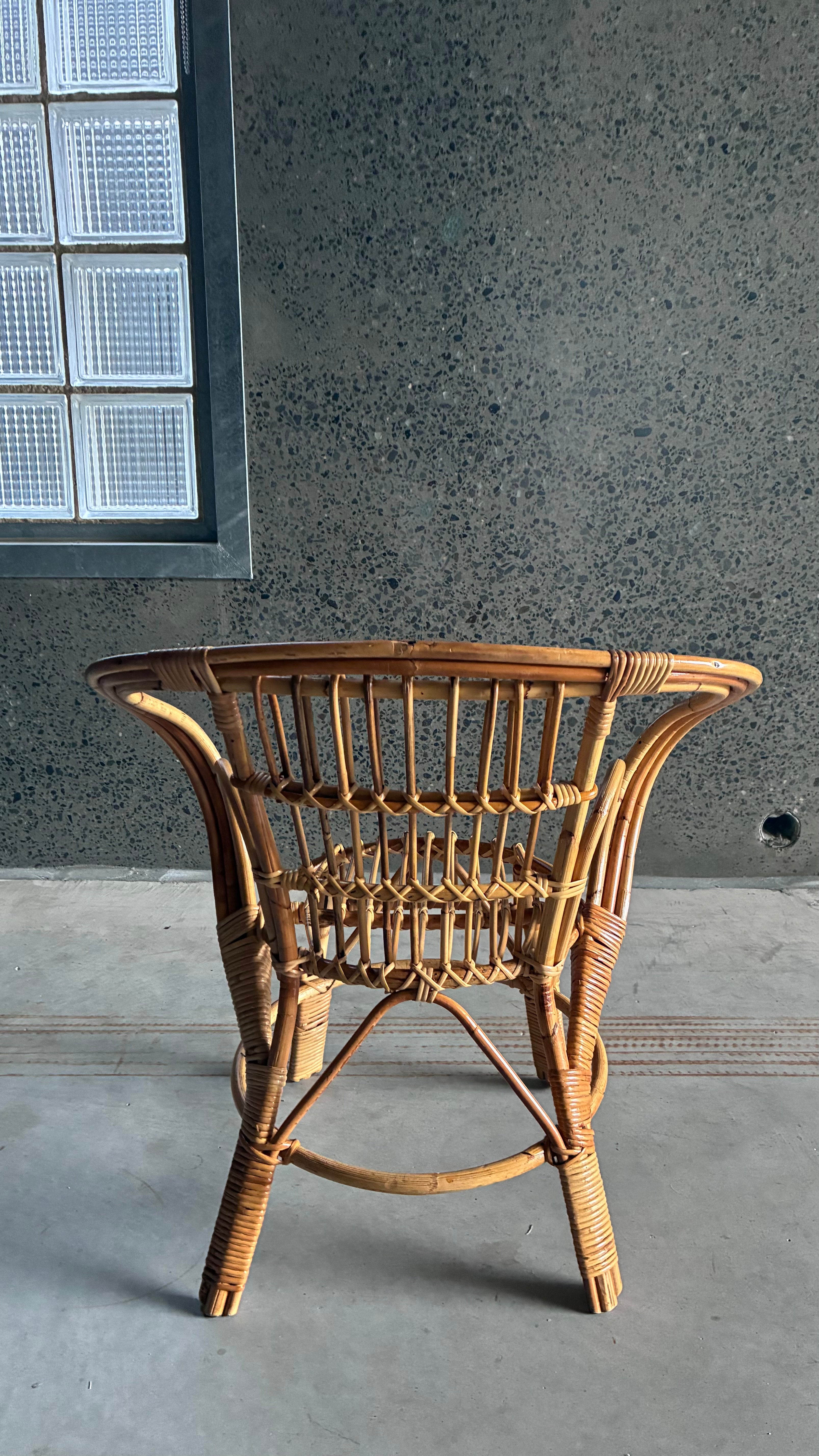 VINTAGE BAMBOO AND RATTAN CHILDREN'S HOOP CHAIR