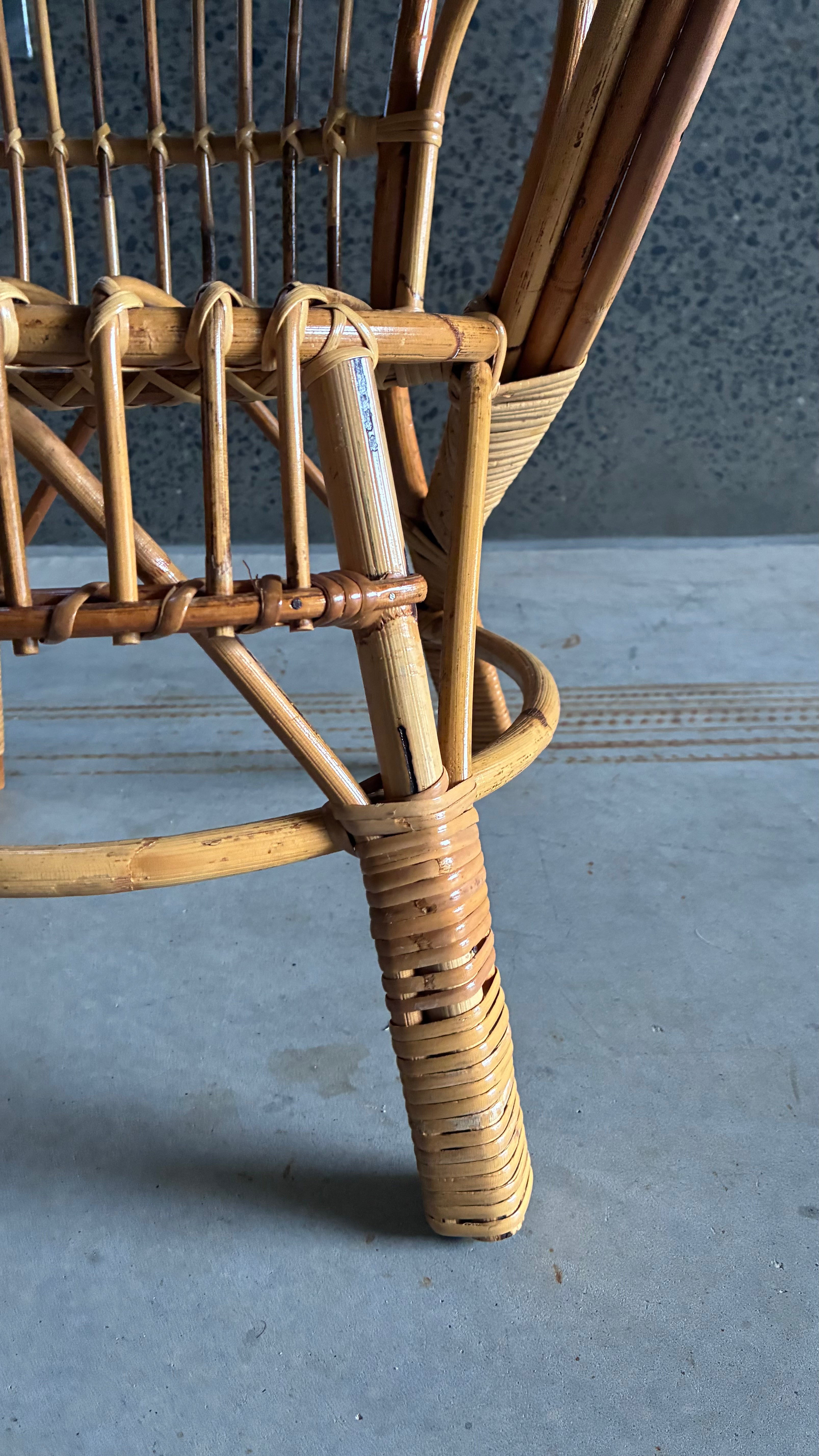 VINTAGE BAMBOO AND RATTAN CHILDREN'S HOOP CHAIR