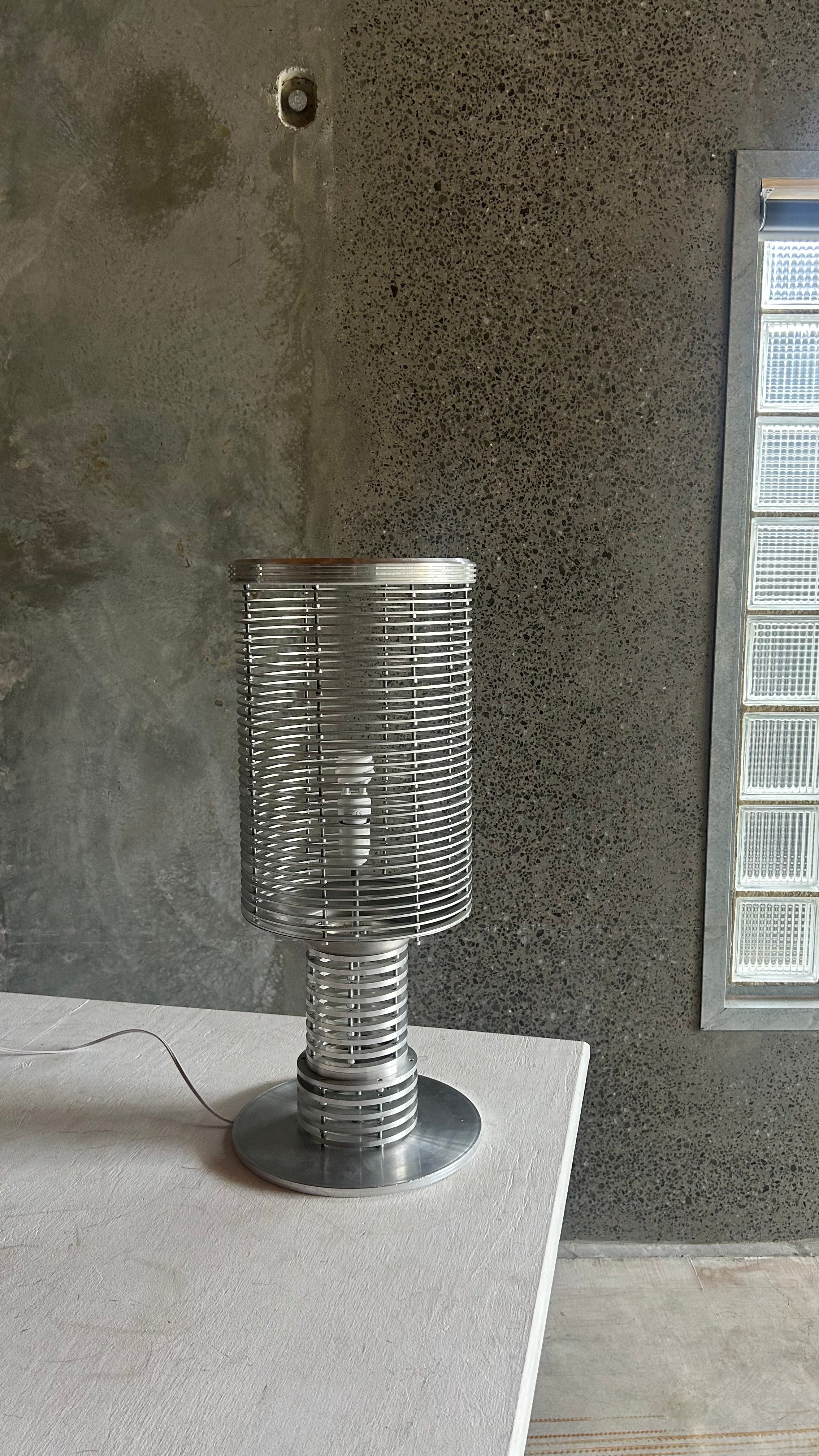 BRUTALIST ALUMINIUM TABLE LAMP, FRANCE 1990S