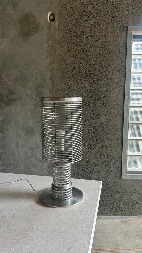 BRUTALIST ALUMINIUM TABLE LAMP, FRANCE 1990S