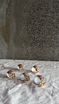 VINTAGE LEOPARD COWRIE SHELL NAPKIN RINGS, SET OF FIVE