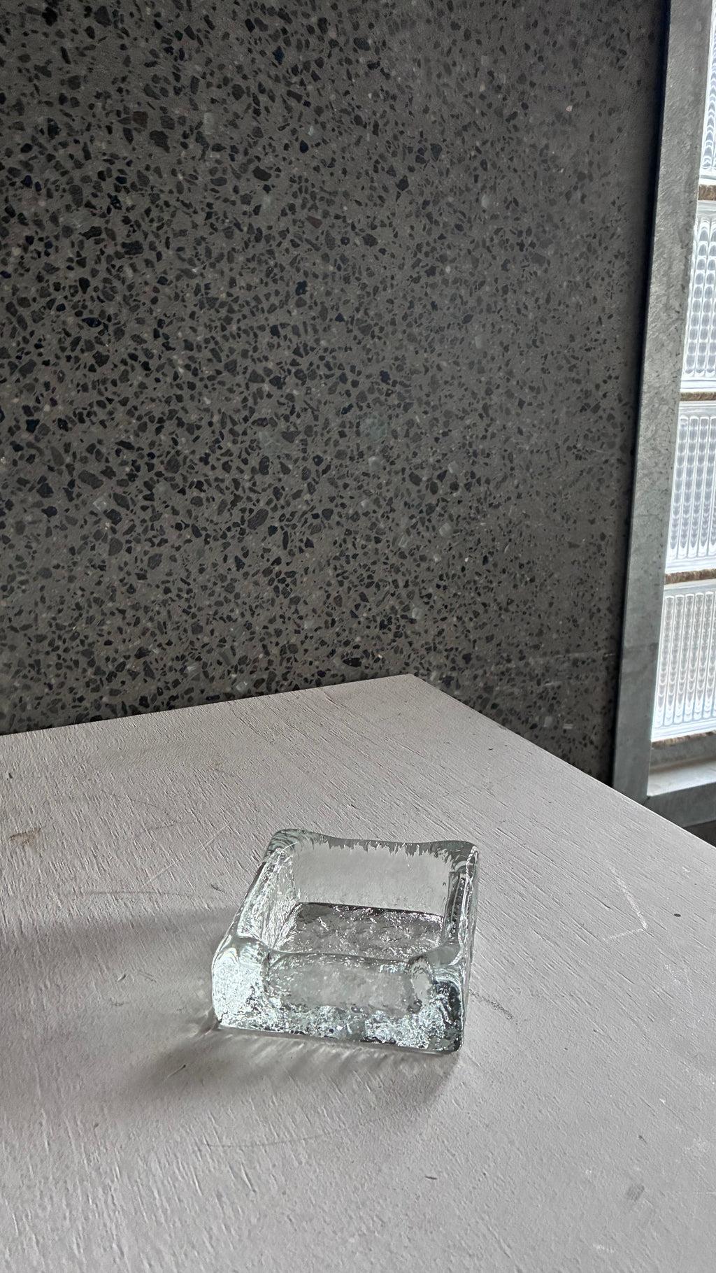 MID CENTURY CAST GLASS ASHTRAY