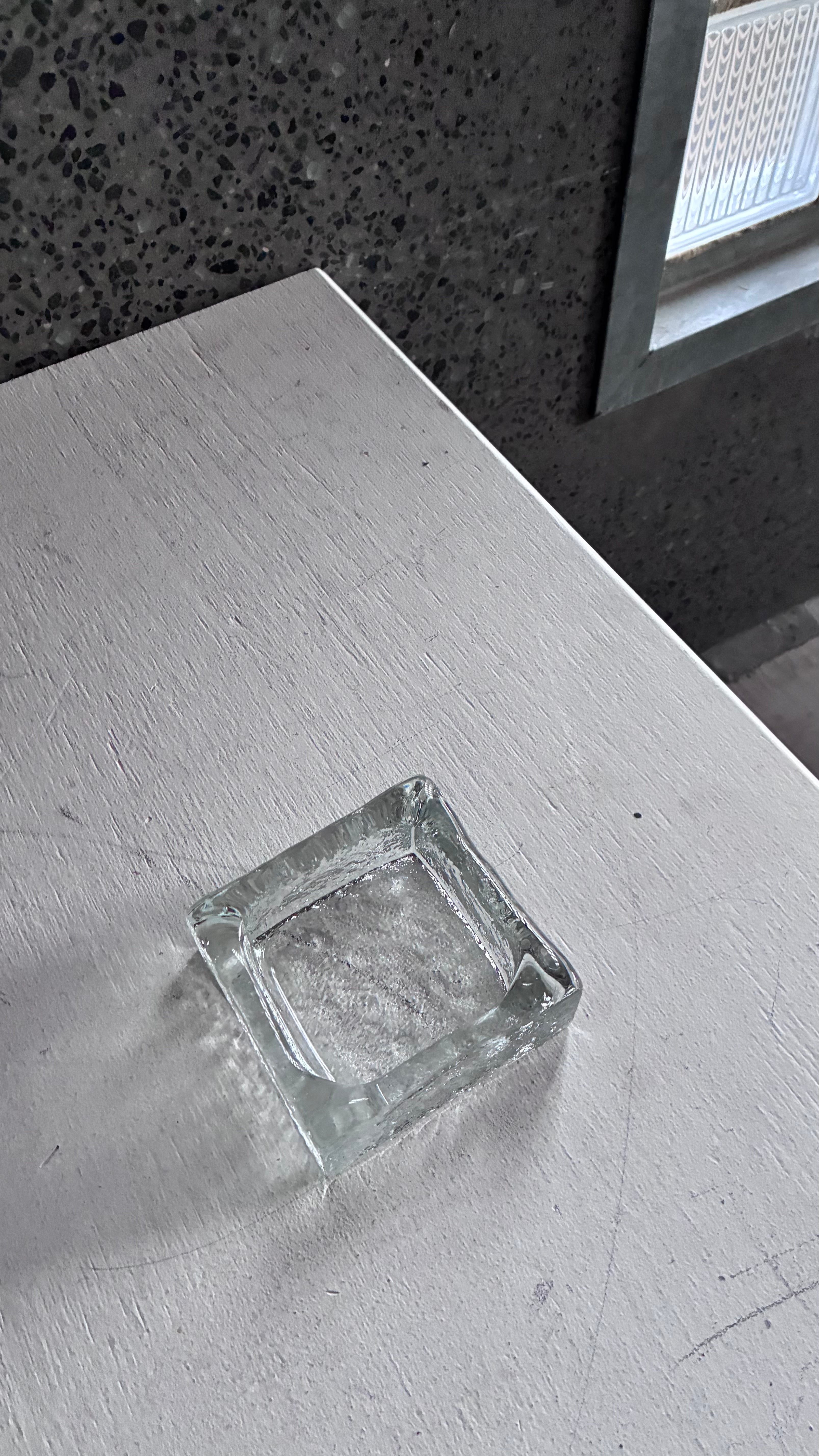 MID CENTURY CAST GLASS ASHTRAY