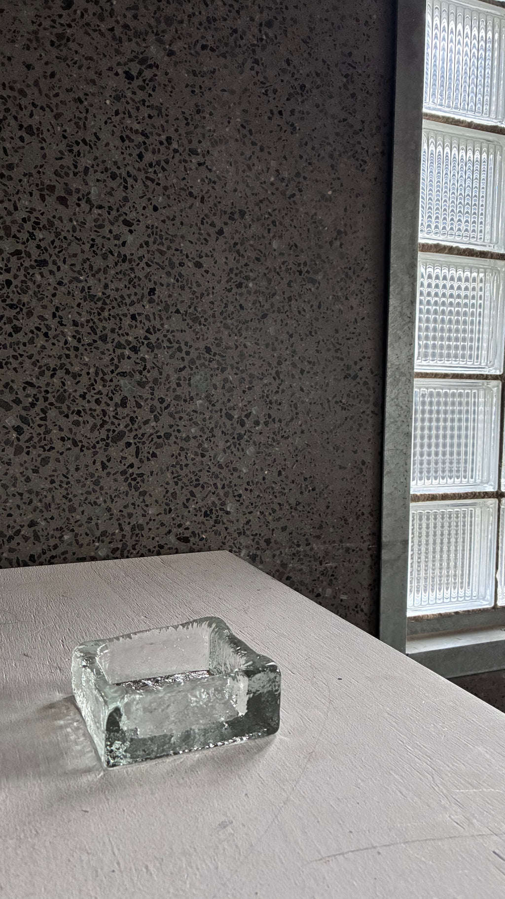 MID CENTURY CAST GLASS ASHTRAY