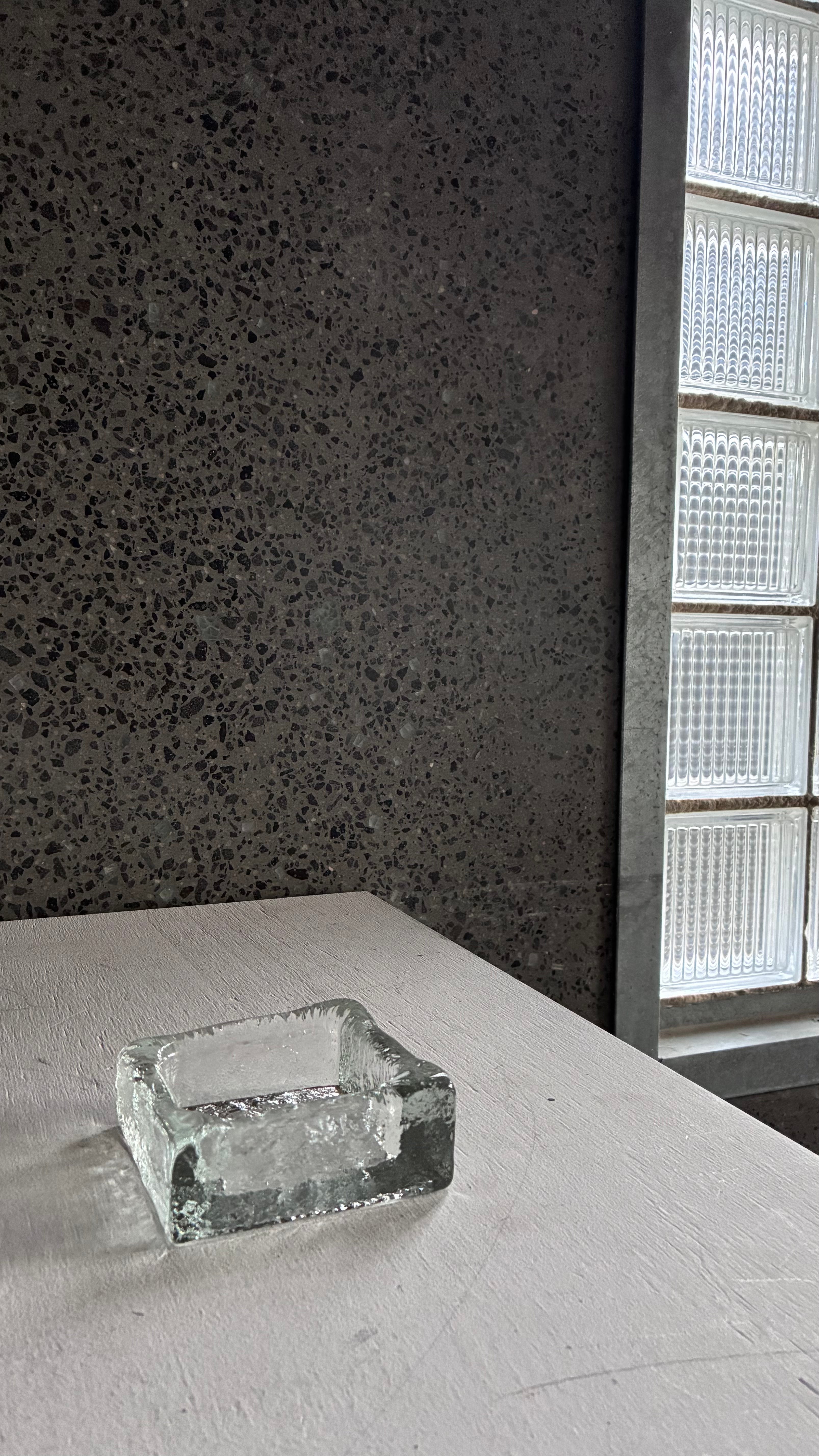 MID CENTURY CAST GLASS ASHTRAY