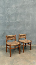 French Oak and Rush Chair in the Manner of Charlotte Perriand
