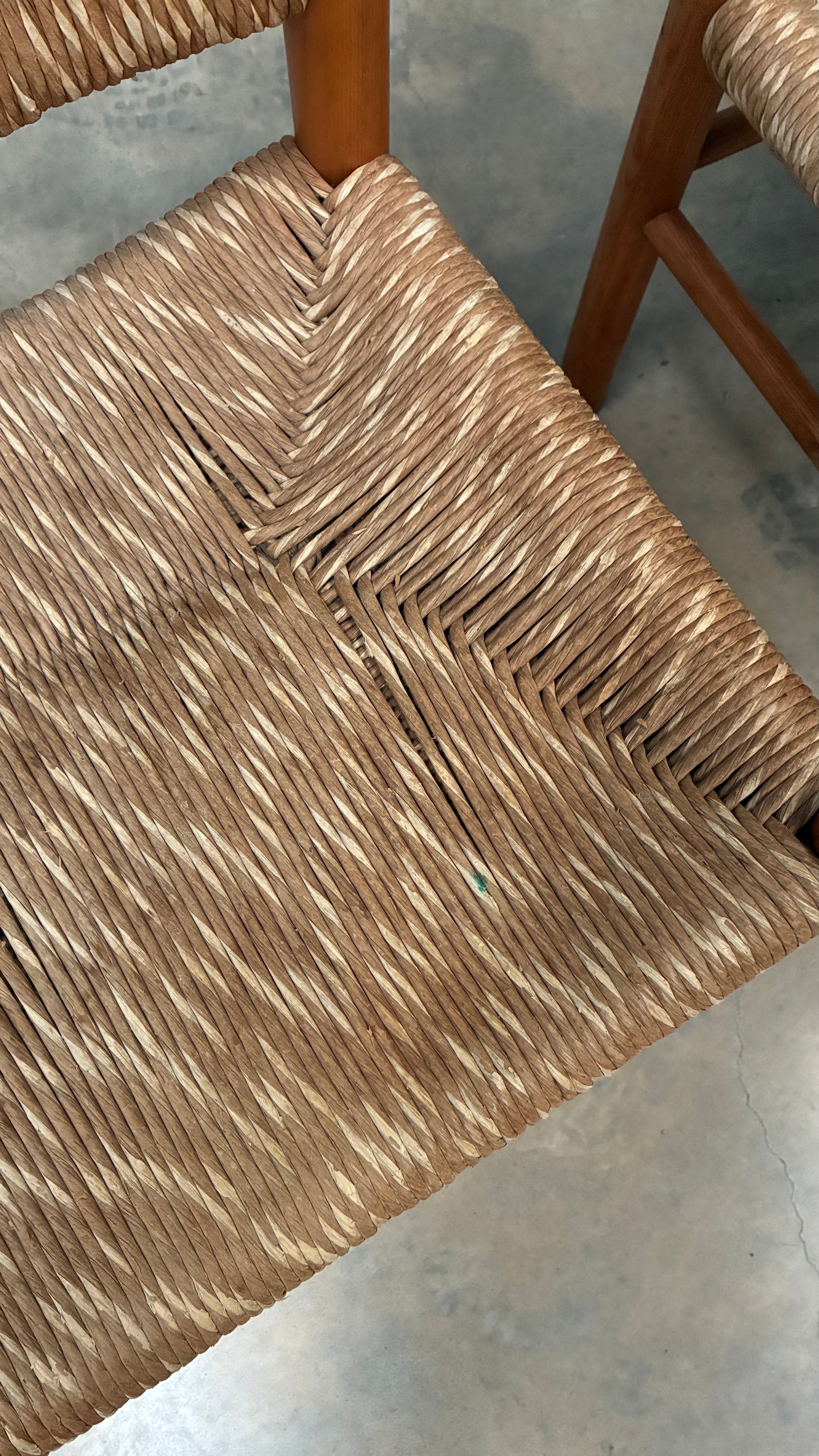 French Oak and Rush Chair in the Manner of Charlotte Perriand
