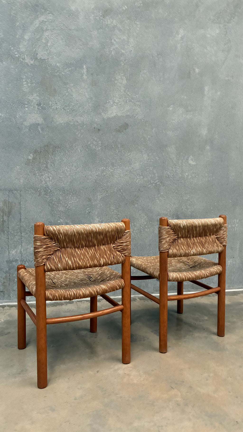 French Oak and Rush Chair in the Manner of Charlotte Perriand