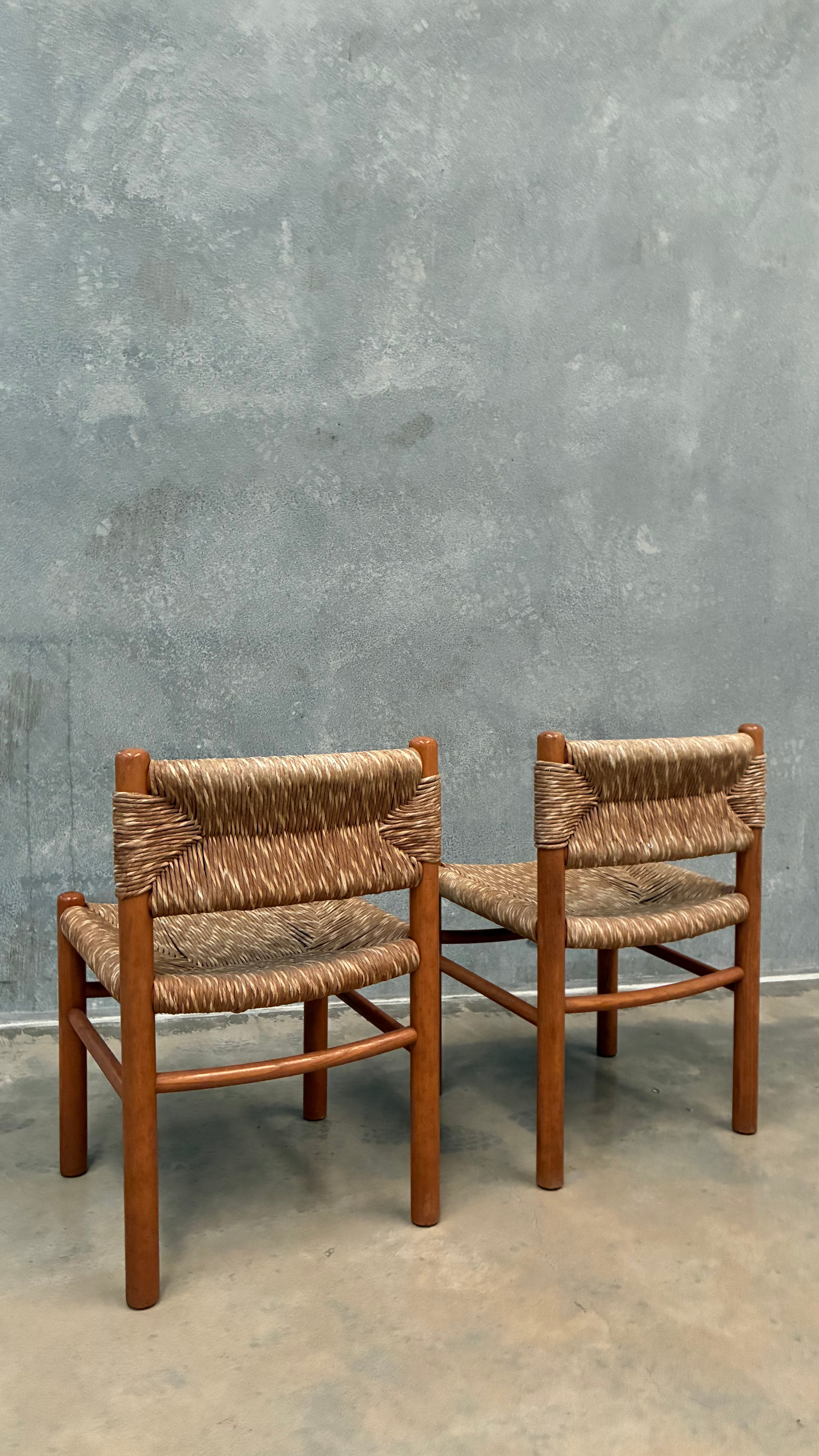 French Oak and Rush Chair in the Manner of Charlotte Perriand