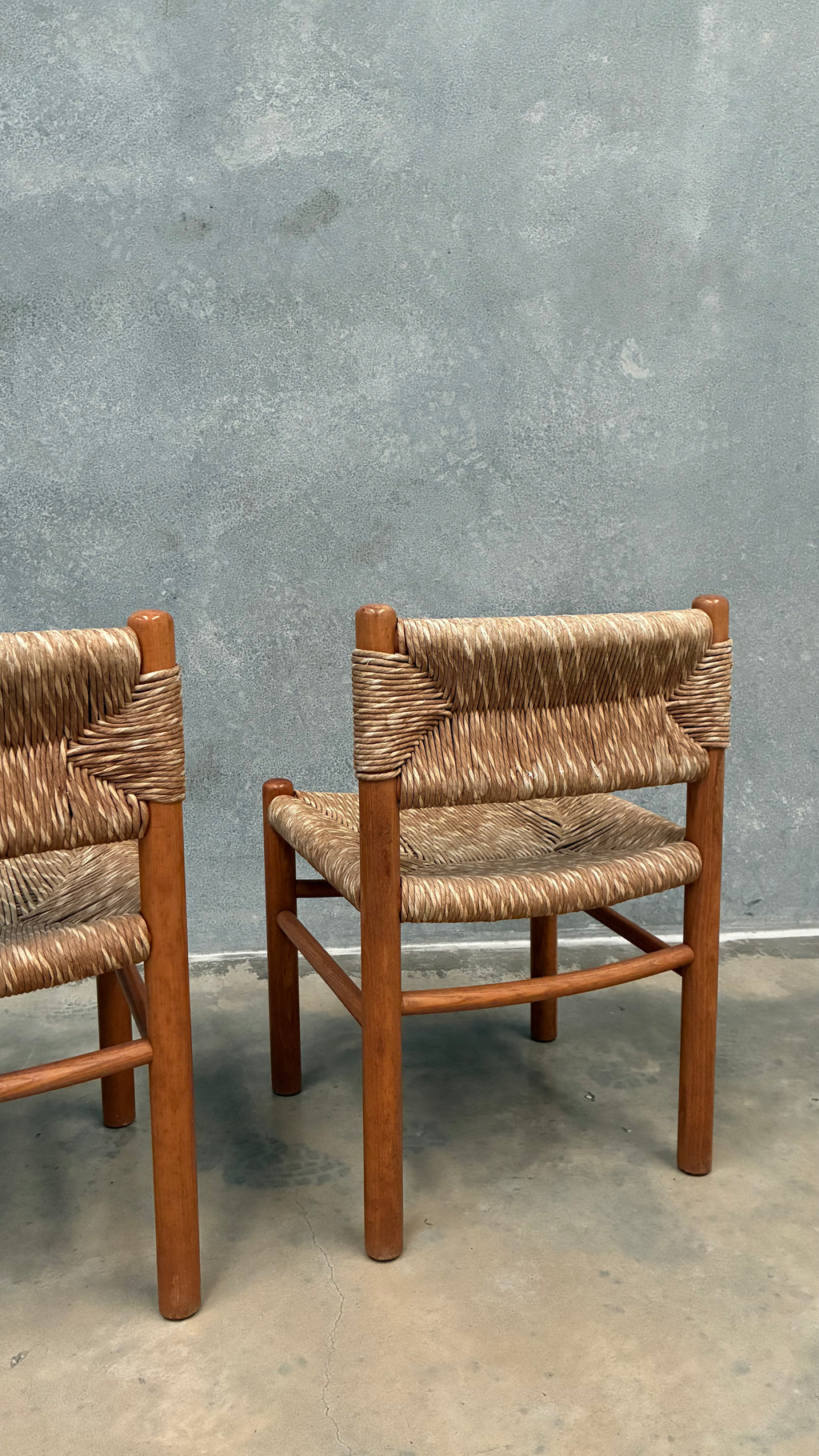 French Oak and Rush Chair in the Manner of Charlotte Perriand