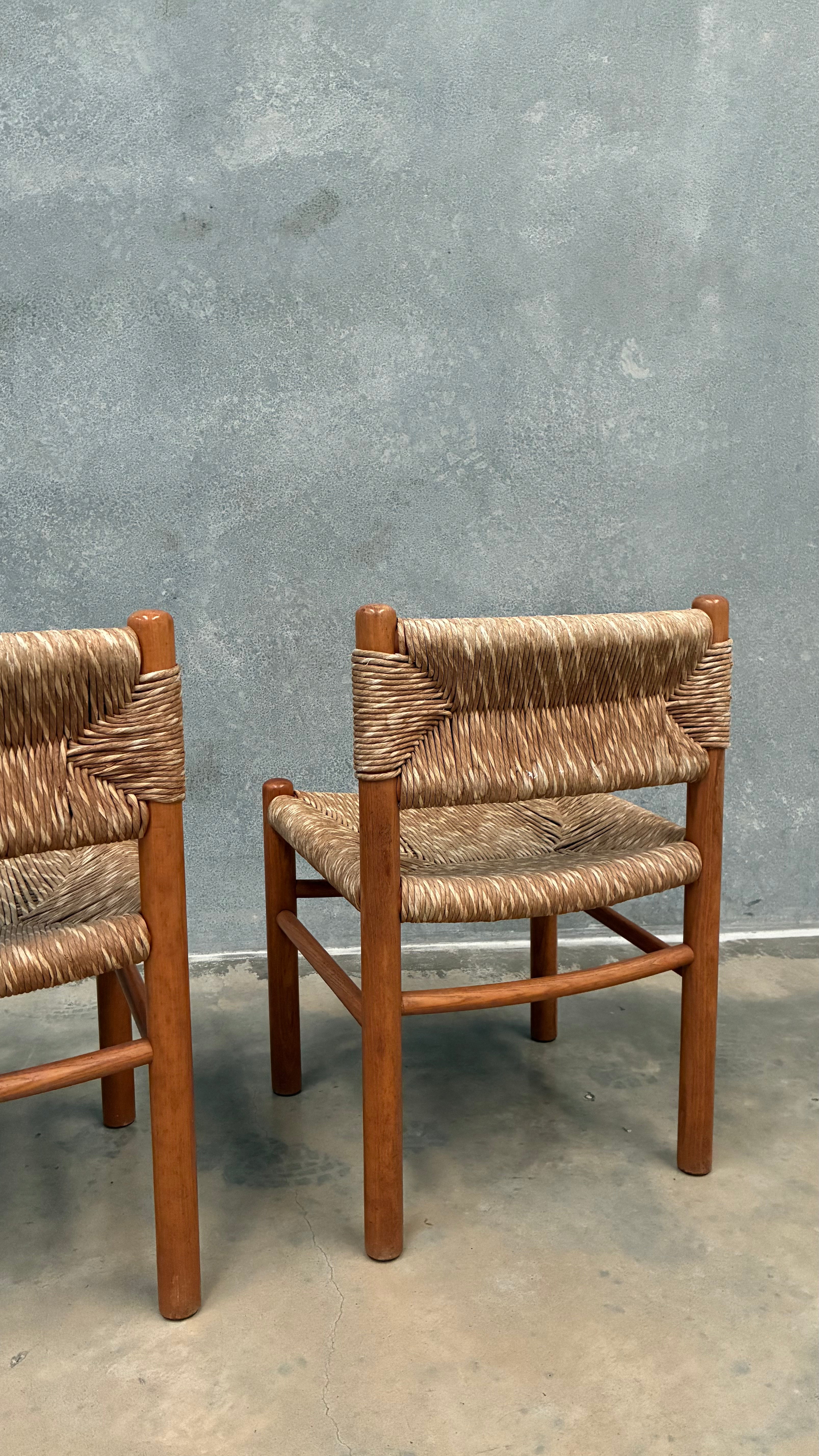 French Oak and Rush Chair in the Manner of Charlotte Perriand