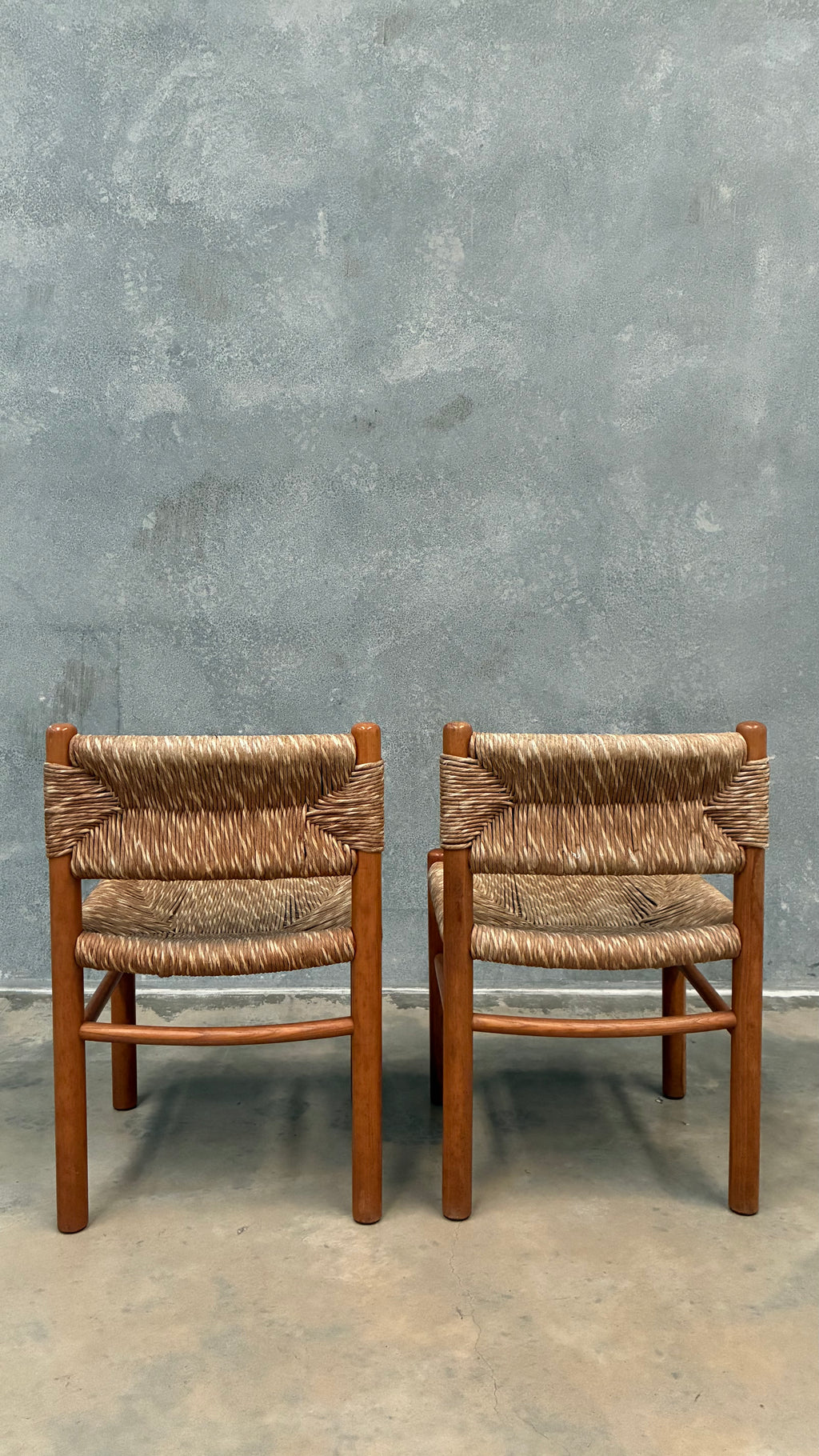 French Oak and Rush Chair in the Manner of Charlotte Perriand