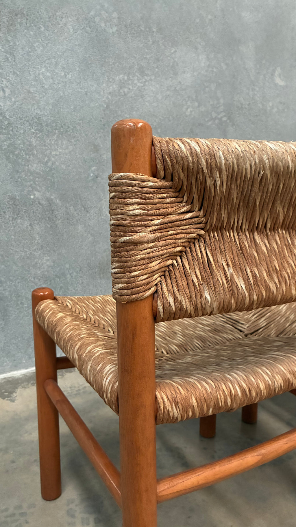 French Oak and Rush Chair in the Manner of Charlotte Perriand