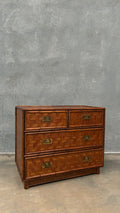 1960s Faux Bamboo and Woven Rattan Chest of Drawers