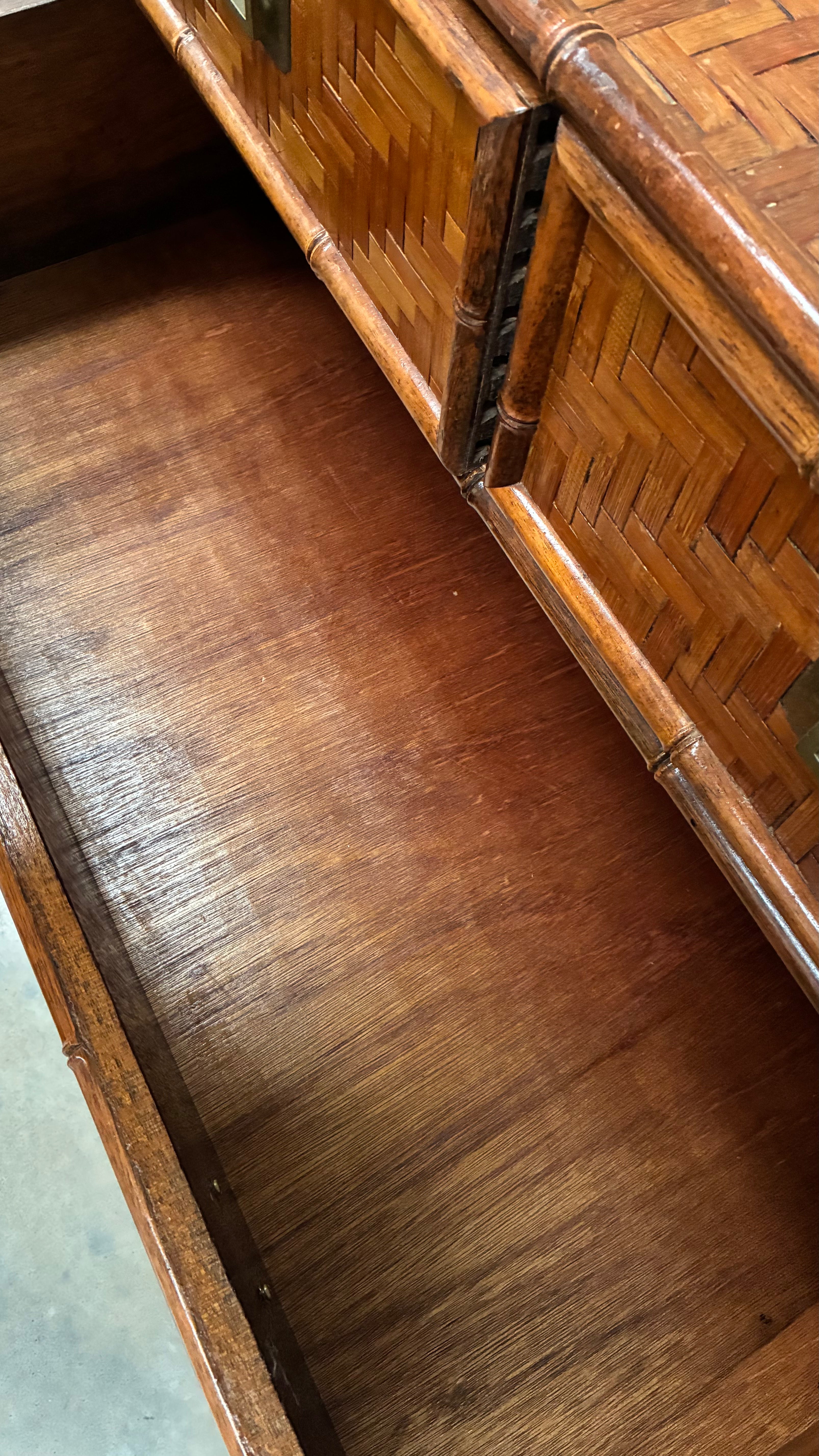 1960s Faux Bamboo and Woven Rattan Chest of Drawers